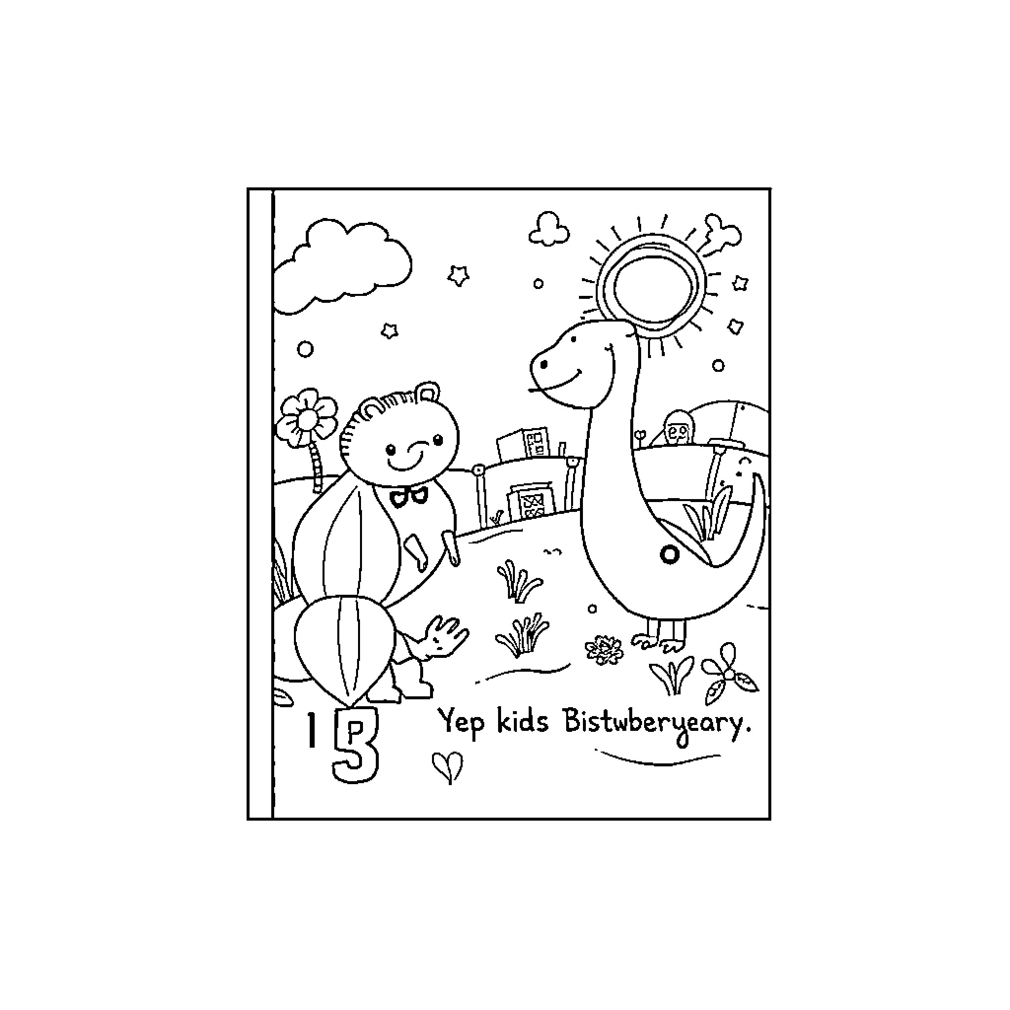 Book of Happy Kids Enjoying Nature Coloring Page (free black-and-white line drawing printable PDF for all, from beginners to advanced learners, including children, teens, adults, and seniors)