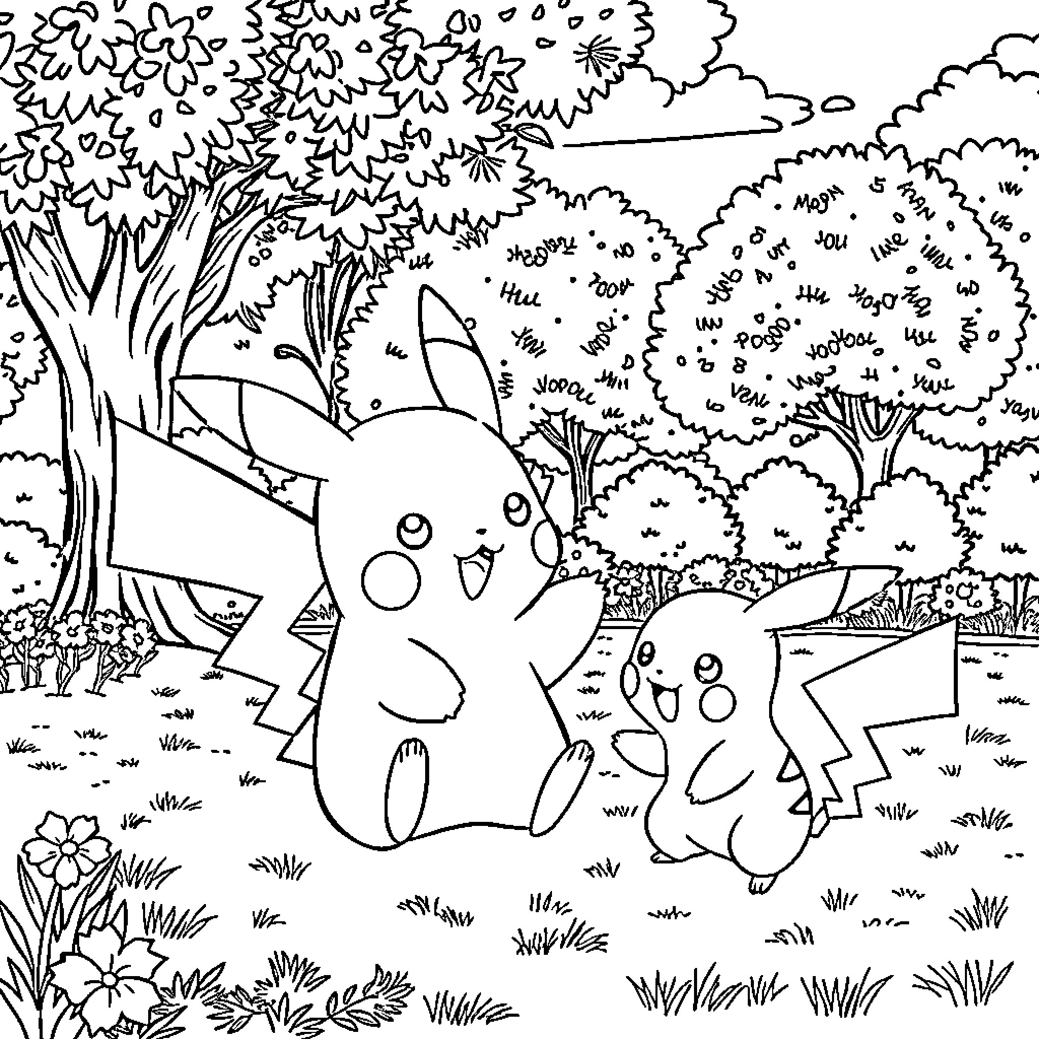 Pocoyo's Playful Adventure in the Enchanted Forest Coloring Page (free black-and-white line drawing printable PDF for all, from beginners to advanced learners, including children, teens, adults, and seniors)