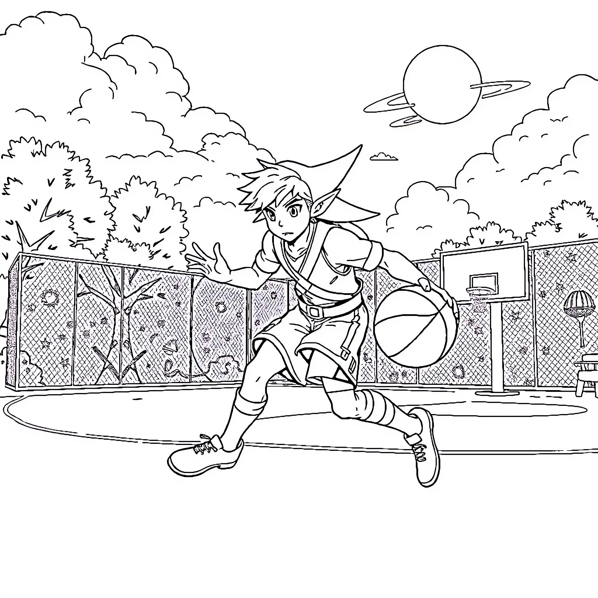 Link Embarking on an Adventure in the Outdoors Coloring Page (free black-and-white line drawing printable PDF for all, from beginners to advanced learners, including children, teens, adults, and seniors)