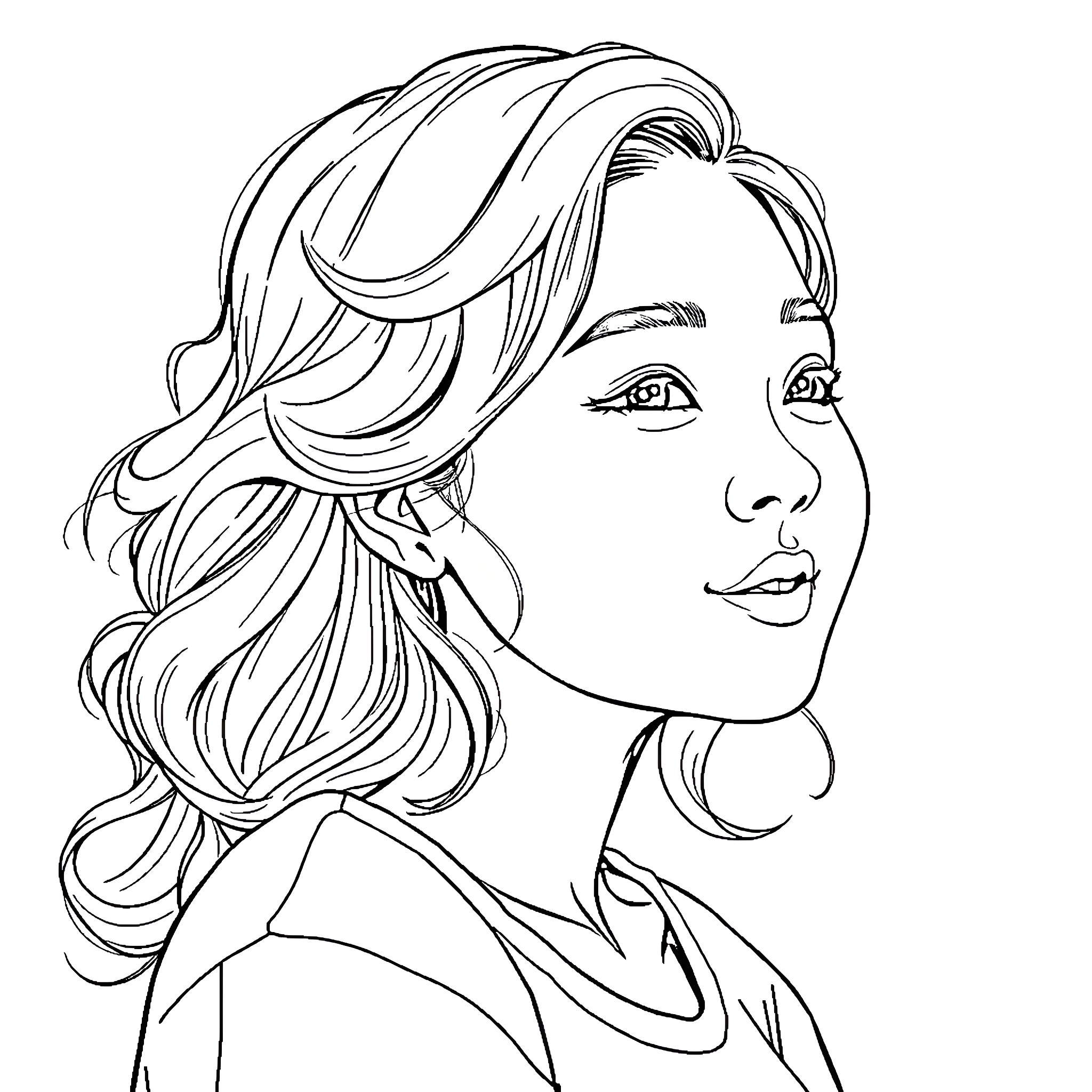 Girlfriend enjoying a casual moment Coloring Page (free black-and-white line drawing printable PDF for all, from beginners to advanced learners, including children, teens, adults, and seniors)