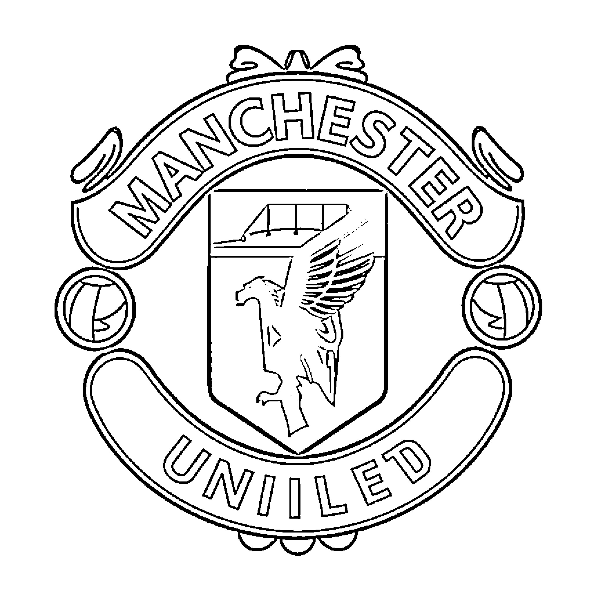 Man Utd Crest with Distinct Emblem Design Coloring Page (free black-and-white line drawing printable PDF for all, from beginners to advanced learners, including children, teens, adults, and seniors)