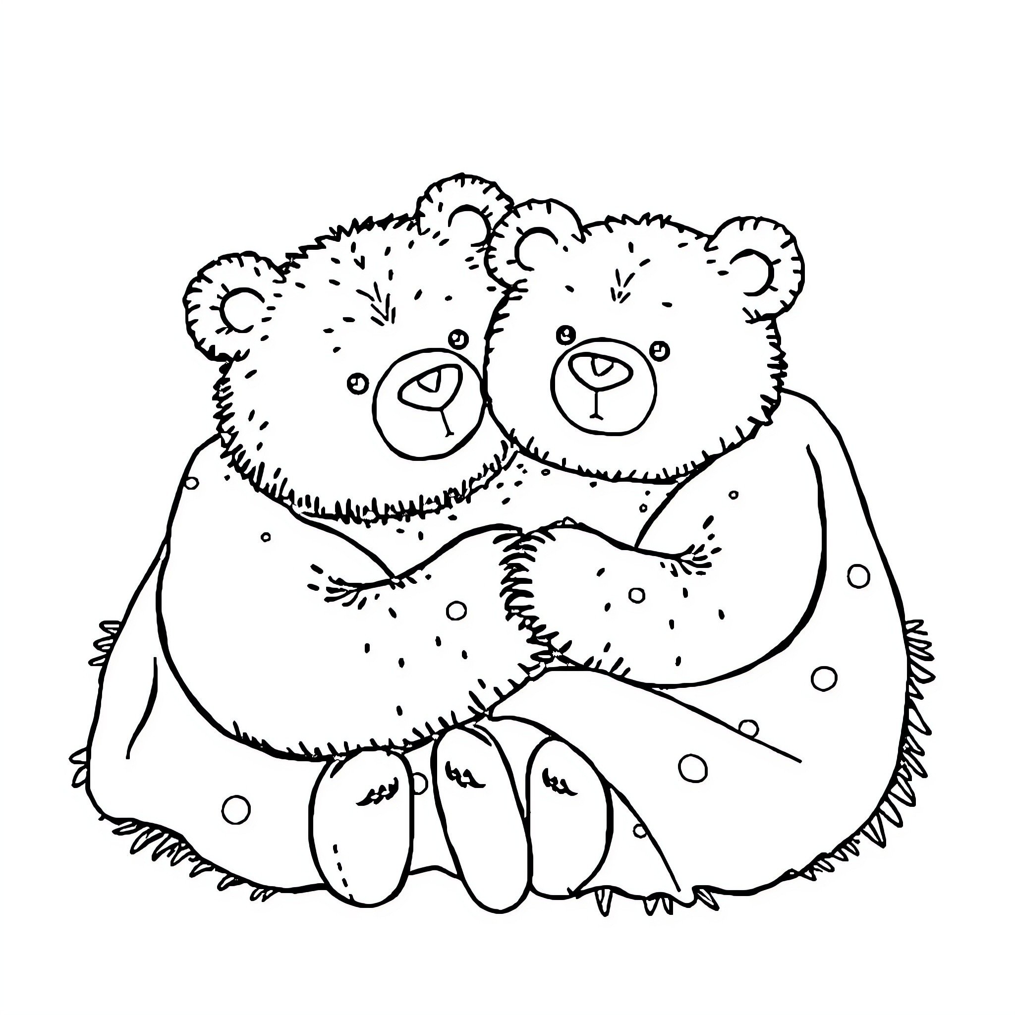 Bear hugging a snowflake companion Coloring Page (free black-and-white line drawing printable PDF for all, from beginners to advanced learners, including children, teens, adults, and seniors)