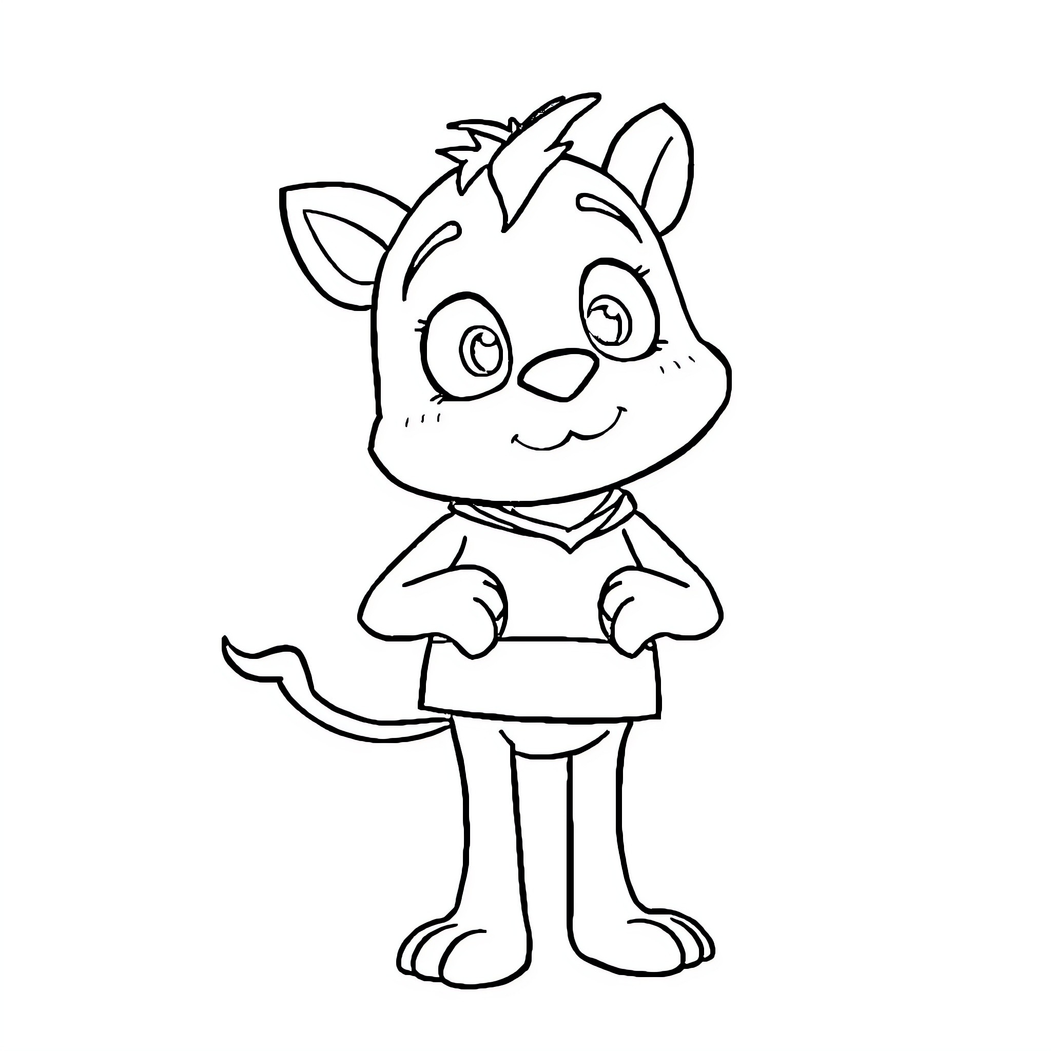 Bley the Cheerful Cartoon Character Coloring Page (free black-and-white line drawing printable PDF for all, from beginners to advanced learners, including children, teens, adults, and seniors)