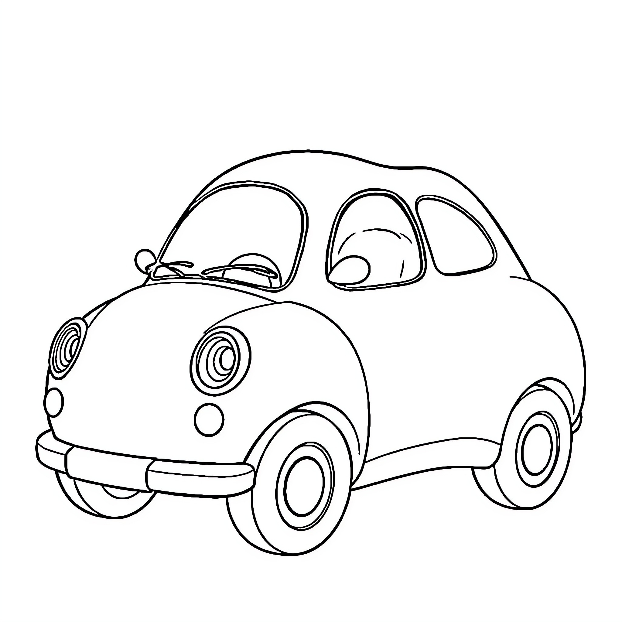Peanut Car driving cheerfully Coloring Page (free black-and-white line drawing printable PDF for all, from beginners to advanced learners, including children, teens, adults, and seniors)