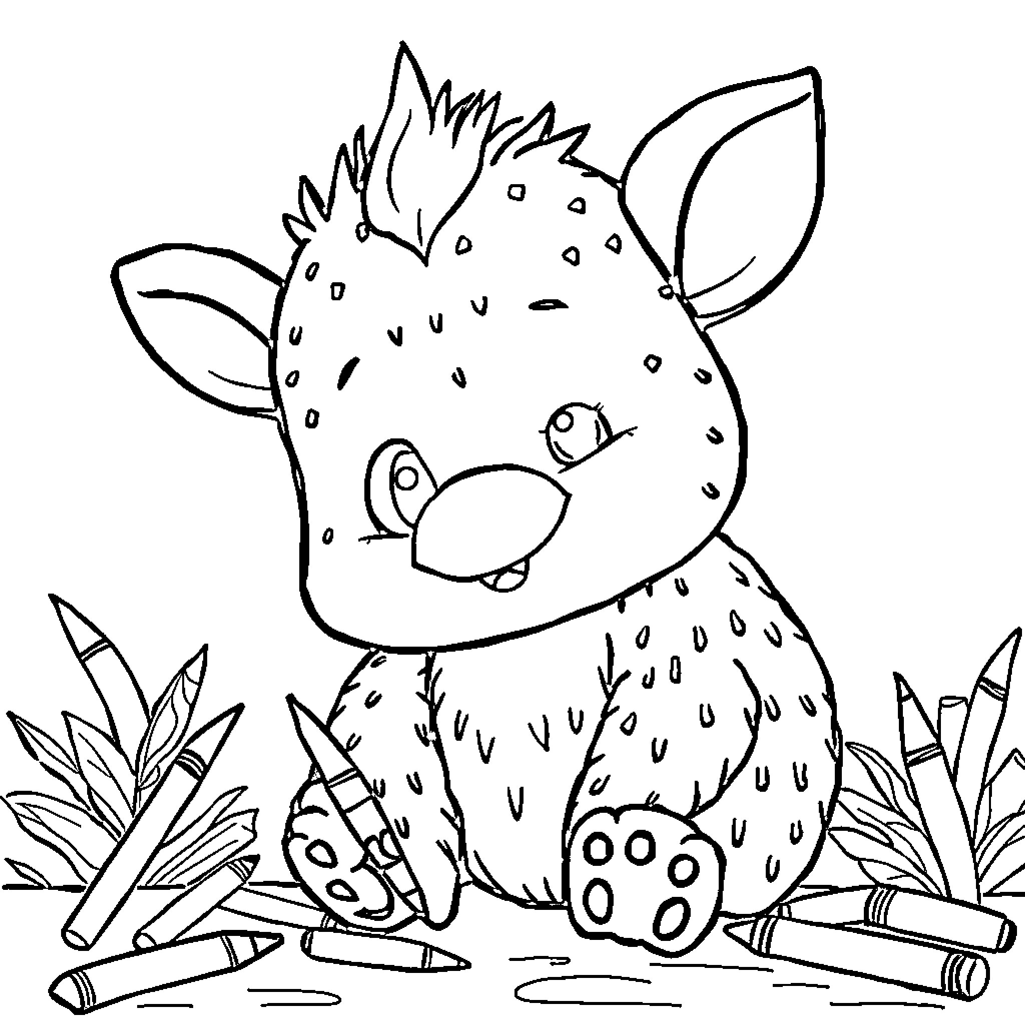 Labubu the Spotted Creature Enjoys Coloring Coloring Page (free black-and-white line drawing printable PDF for all, from beginners to advanced learners, including children, teens, adults, and seniors)