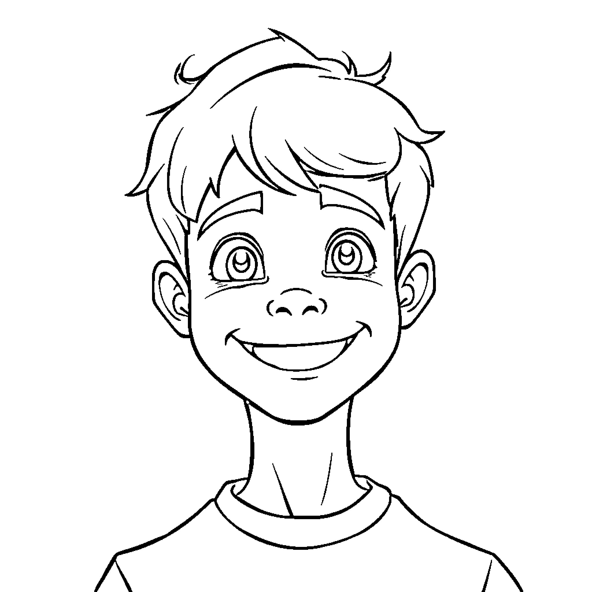 Owen's Cheerful Smile and Friendly Demeanor Coloring Page (free black-and-white line drawing printable PDF for all, from beginners to advanced learners, including children, teens, adults, and seniors)