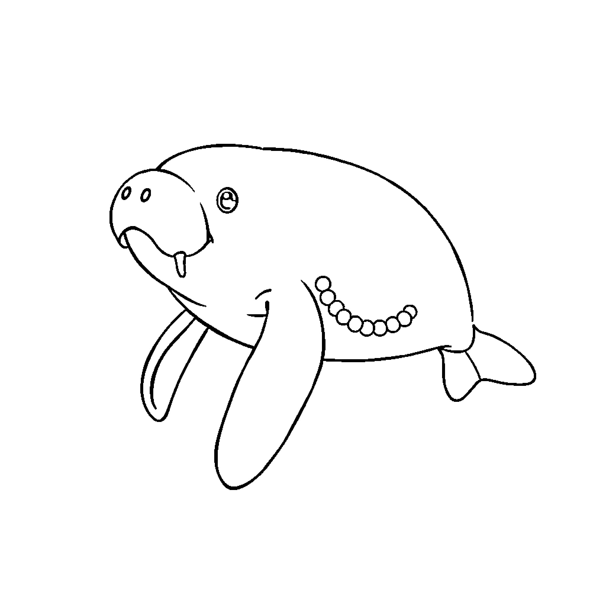 Manatee relaxing in the water Coloring Page (free black-and-white line drawing printable PDF for all, from beginners to advanced learners, including children, teens, adults, and seniors)
