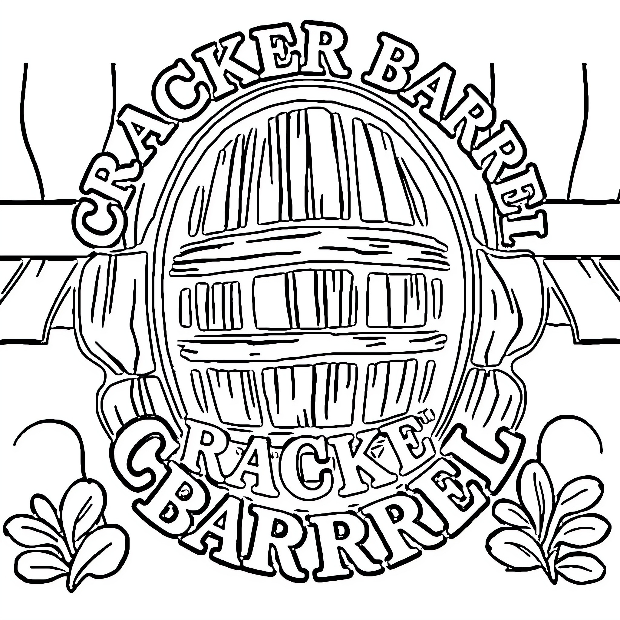 Cracker Barrel Scenic Outdoor Scene Coloring Page (free black-and-white line drawing printable PDF for all, from beginners to advanced learners, including children, teens, adults, and seniors)