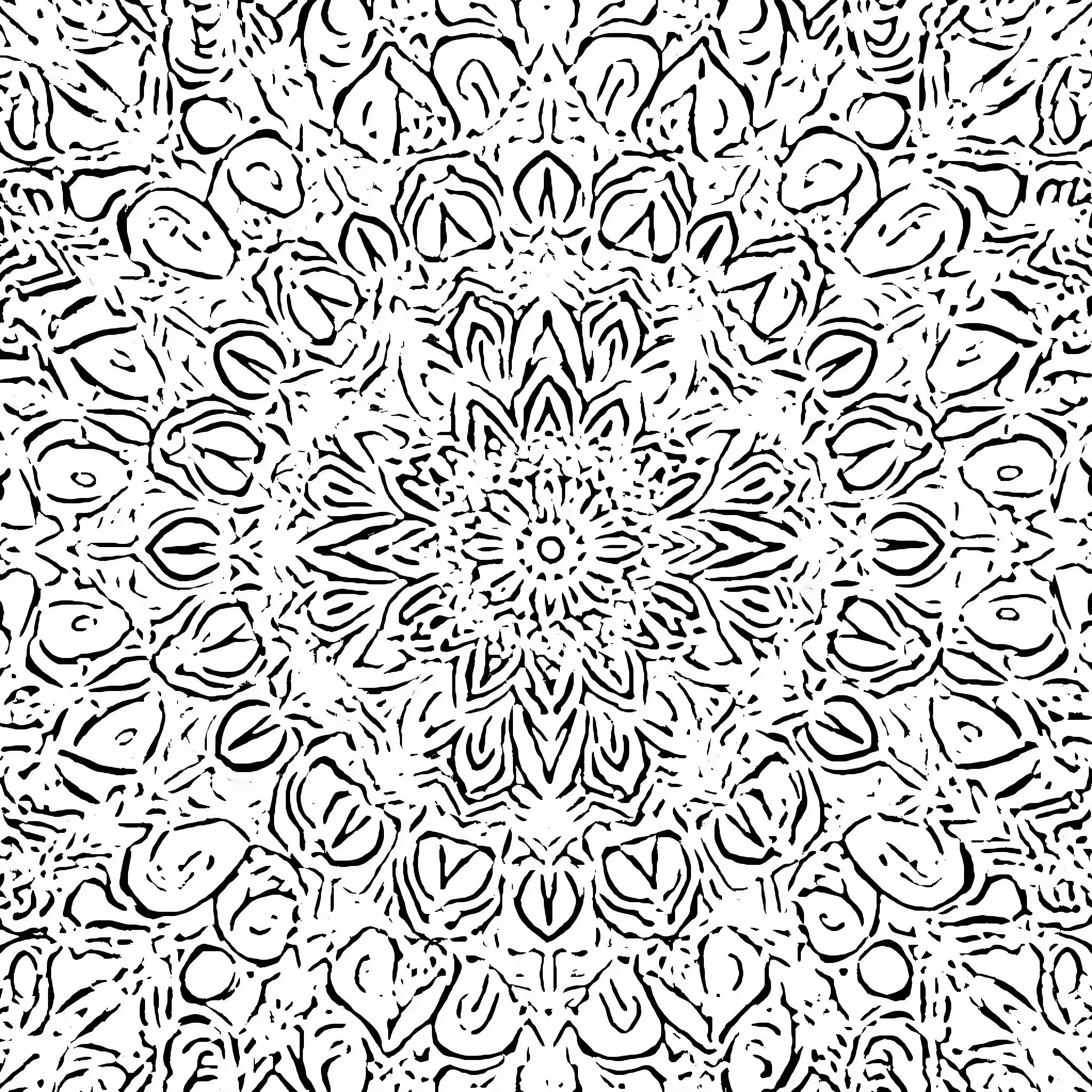 Mandalas of intricate floral patterns Coloring Page (free black-and-white line drawing printable PDF for all, from beginners to advanced learners, including children, teens, adults, and seniors)