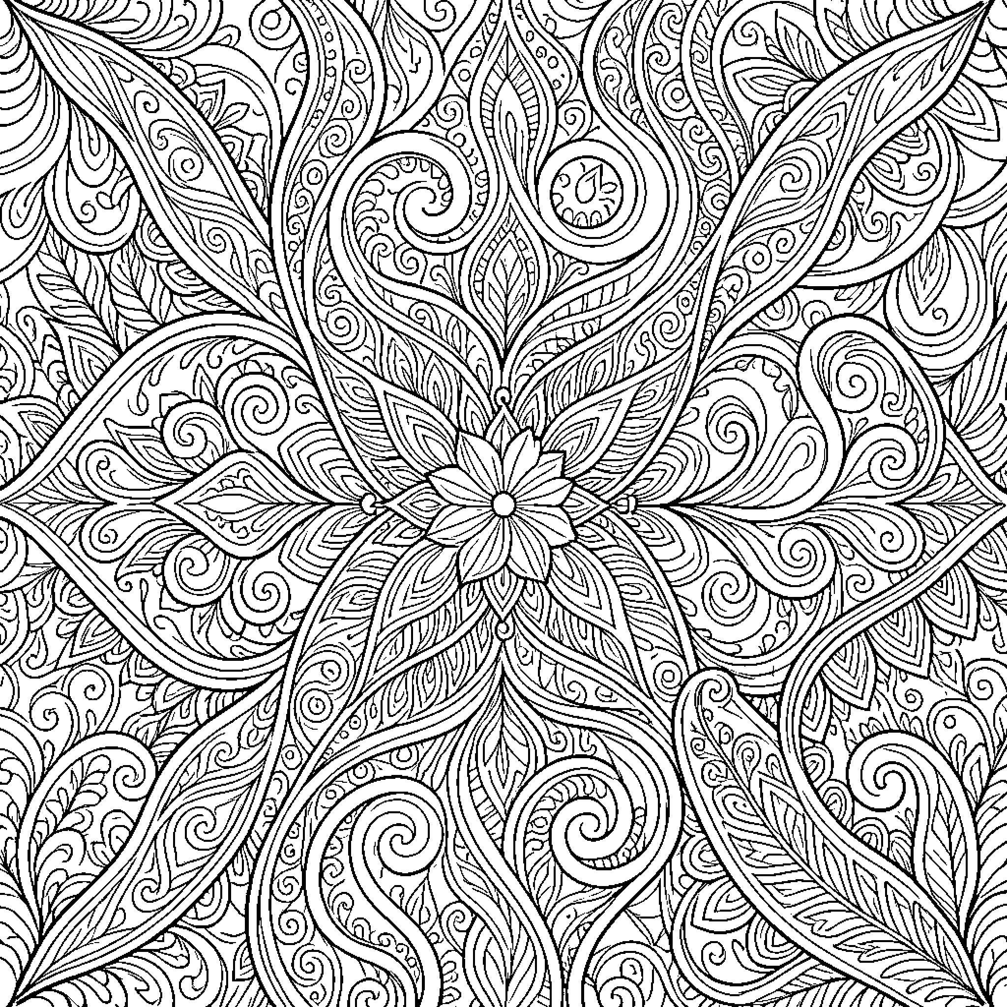 Bohemian Floral Mandala Design Coloring Page (free black-and-white line drawing printable PDF for all, from beginners to advanced learners, including children, teens, adults, and seniors)