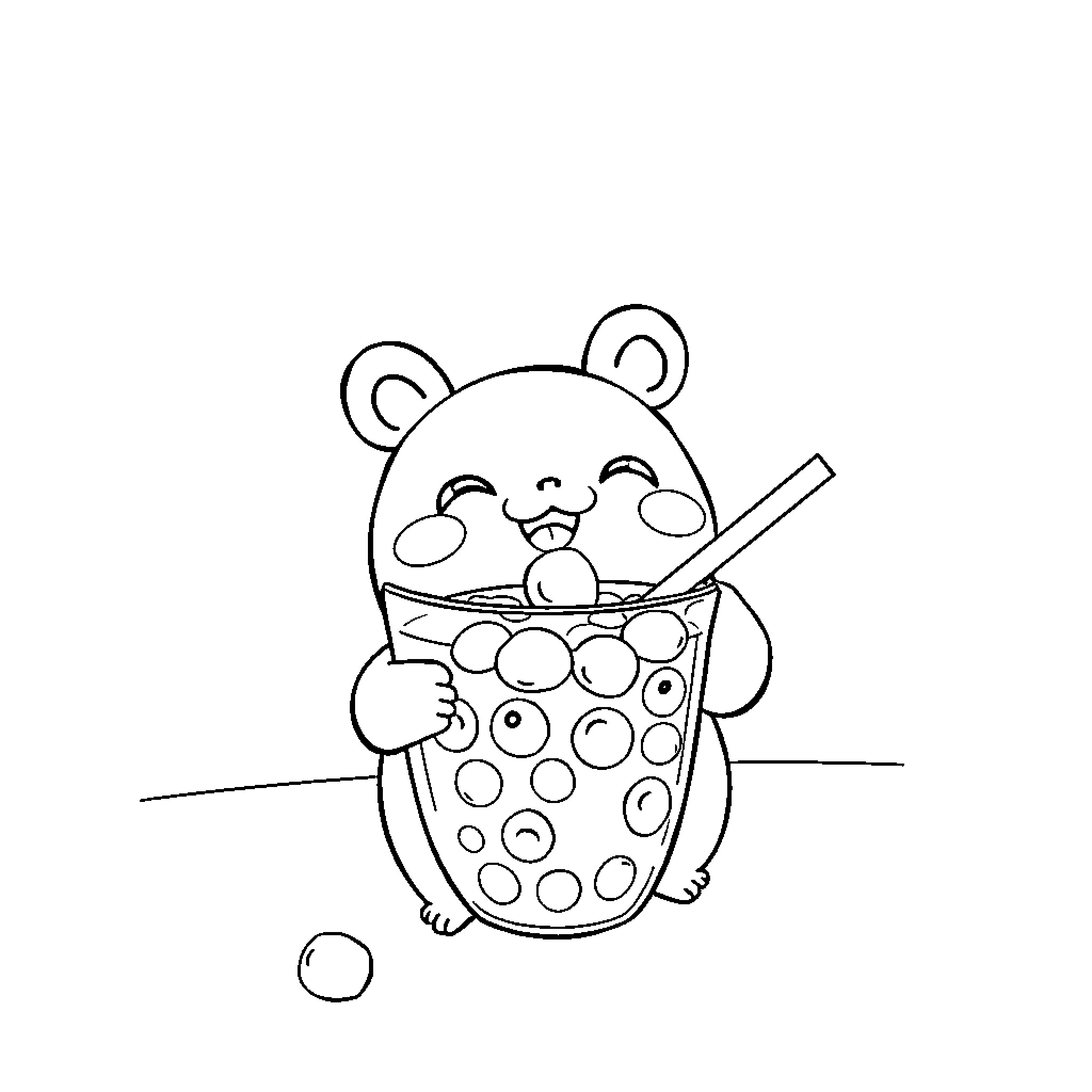 Pochacco relaxing in a bubble bath Coloring Page (free black-and-white line drawing printable PDF for all, from beginners to advanced learners, including children, teens, adults, and seniors)