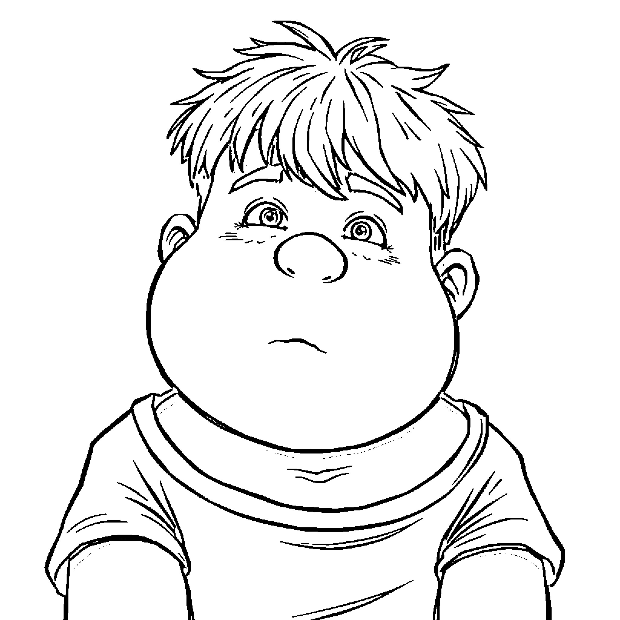 Dexter's Cheerful Cartoon Portrayal Coloring Page (free black-and-white line drawing printable PDF for all, from beginners to advanced learners, including children, teens, adults, and seniors)