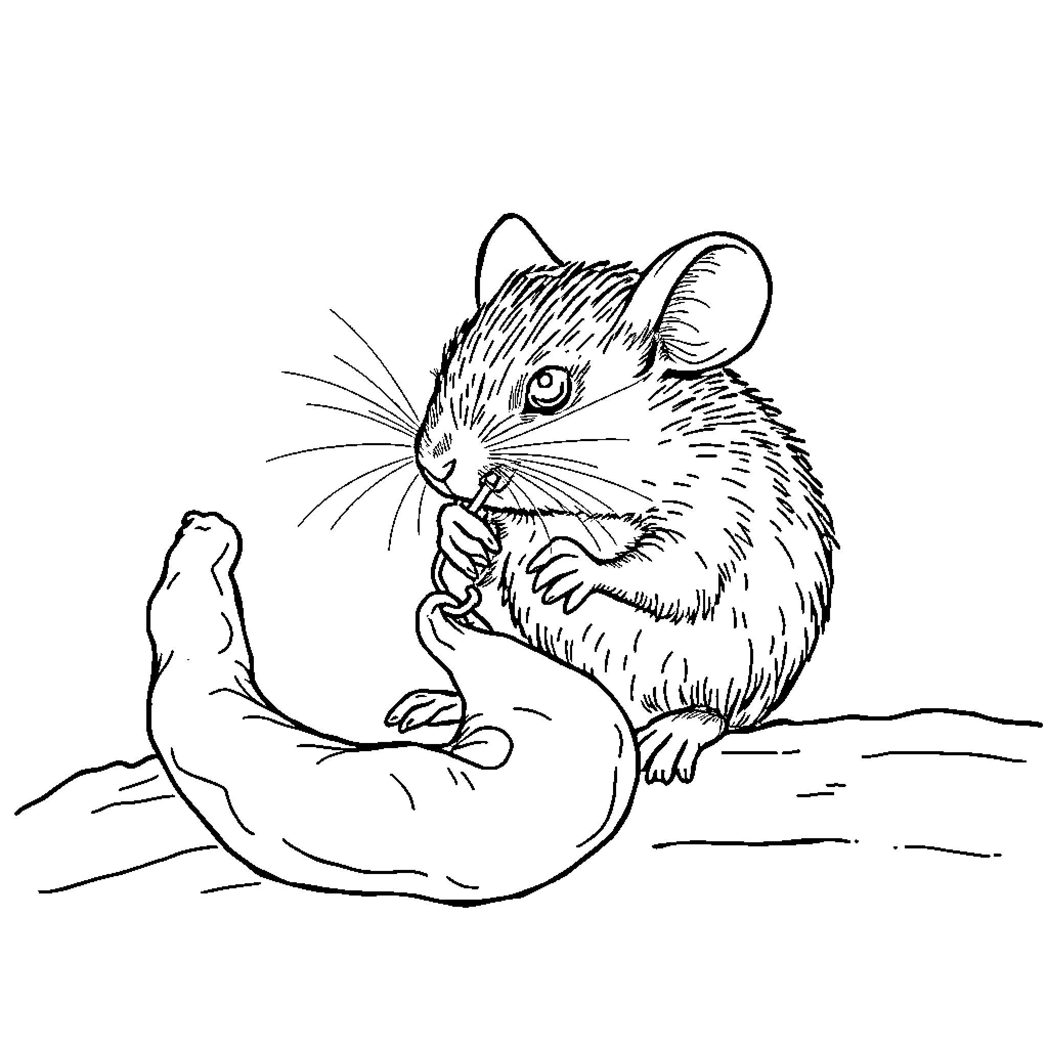 Mouse exploring its surroundings curiously Coloring Page (free black-and-white line drawing printable PDF for all, from beginners to advanced learners, including children, teens, adults, and seniors)