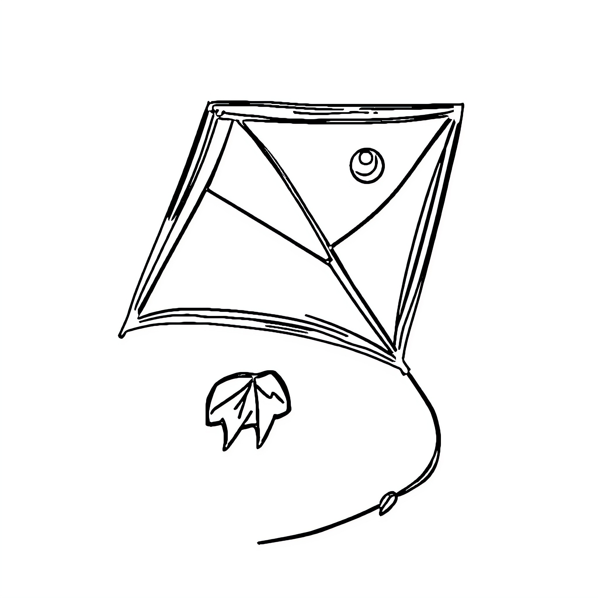 Poke Kite with Leaf and Wind Coloring Page (free black-and-white line drawing printable PDF for all, from beginners to advanced learners, including children, teens, adults, and seniors)