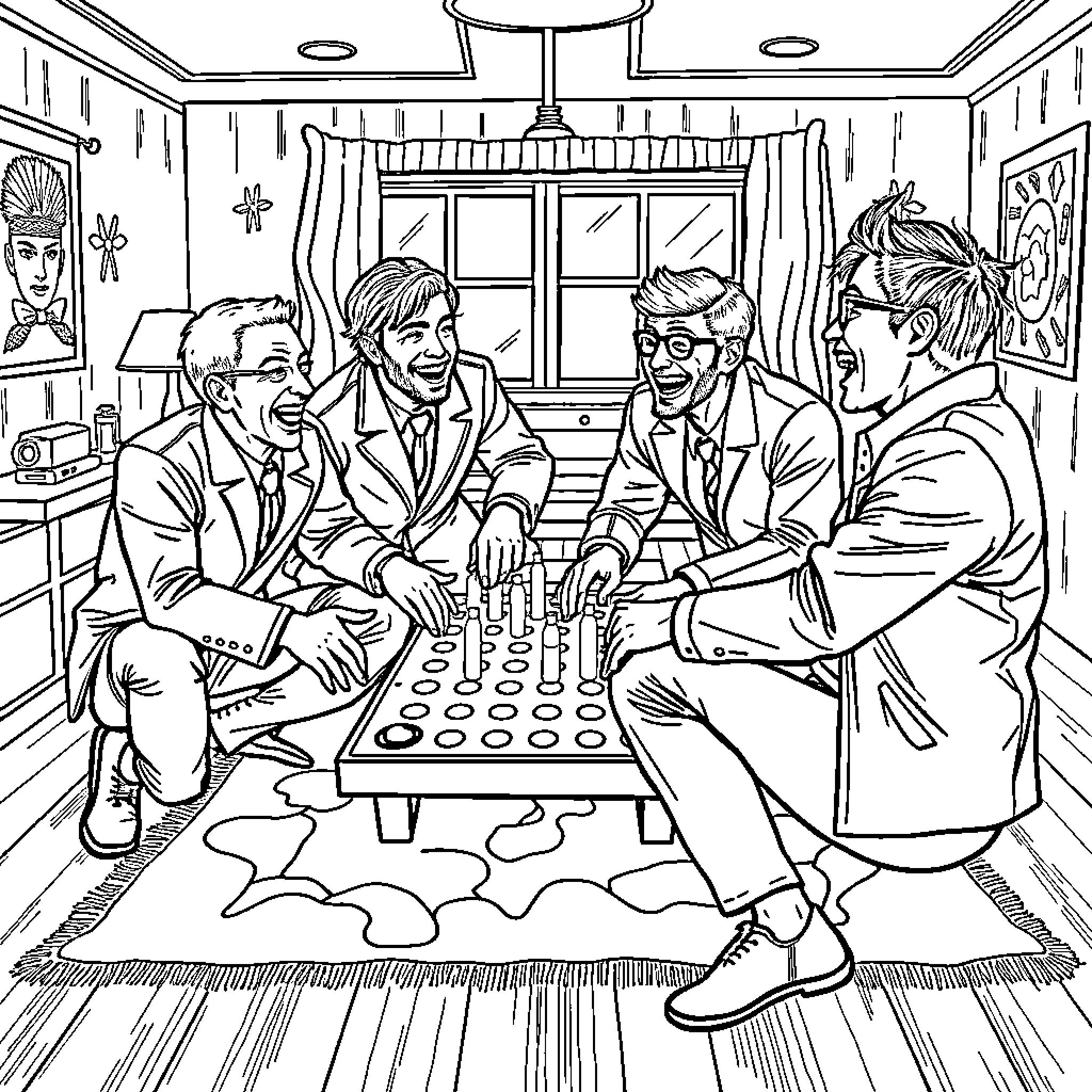 Ice Agent Gather Intelligence in Covert Meeting Coloring Page (free black-and-white line drawing printable PDF for all, from beginners to advanced learners, including children, teens, adults, and seniors)