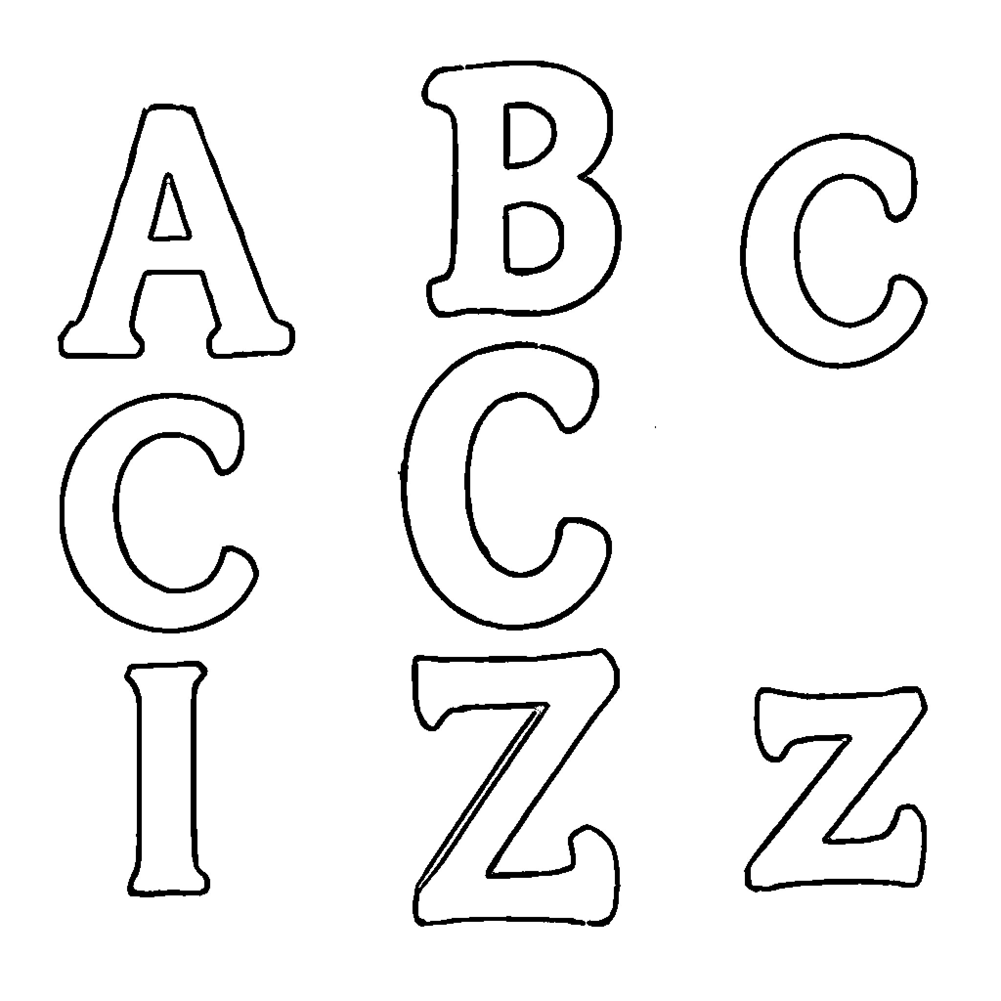 Alphabet letters in simple outline style Coloring Page (free black-and-white line drawing printable PDF for all, from beginners to advanced learners, including children, teens, adults, and seniors)