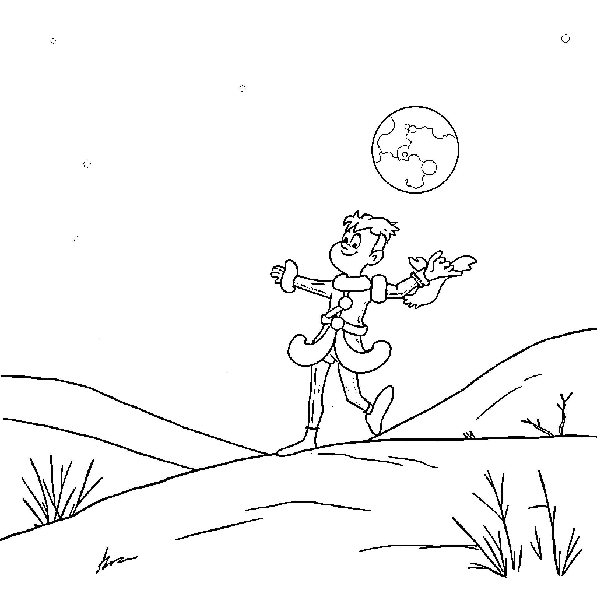Jack exploring the world with excitement Coloring Page (free black-and-white line drawing printable PDF for all, from beginners to advanced learners, including children, teens, adults, and seniors)