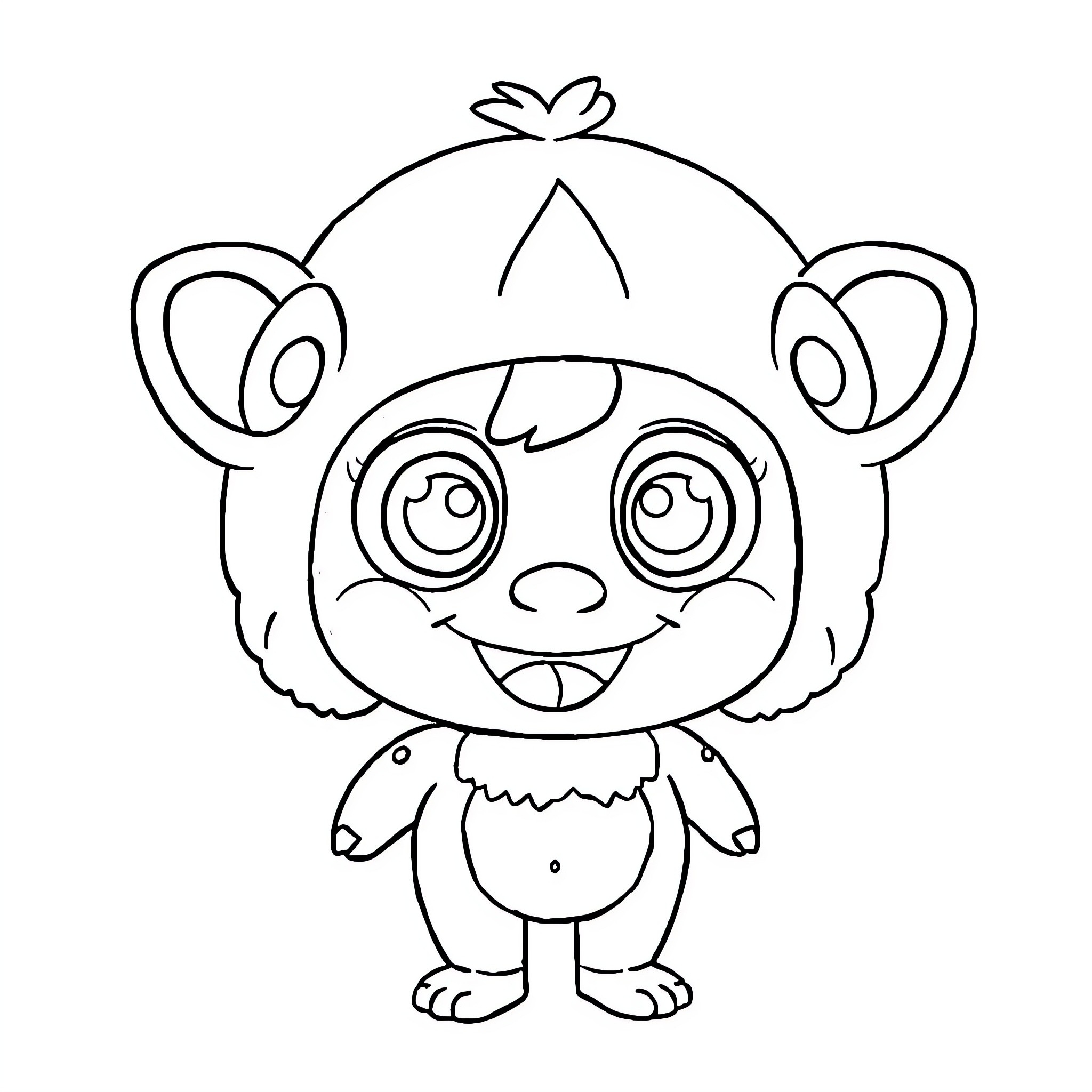 Labubu the Cute and Curious Creature Coloring Page (free black-and-white line drawing printable PDF for all, from beginners to advanced learners, including children, teens, adults, and seniors)