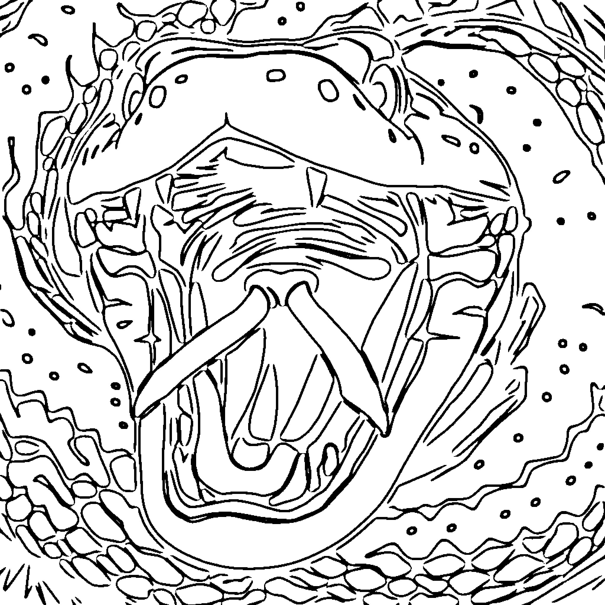 Cottonmouth Snake's Fearsome Gape Coloring Page (free black-and-white line drawing printable PDF for all, from beginners to advanced learners, including children, teens, adults, and seniors)