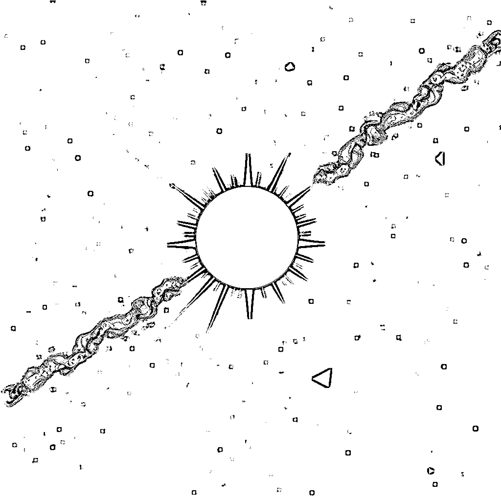 Sun shining brightly in cosmic space Coloring Page (free black-and-white line drawing printable PDF for all, from beginners to advanced learners, including children, teens, adults, and seniors)