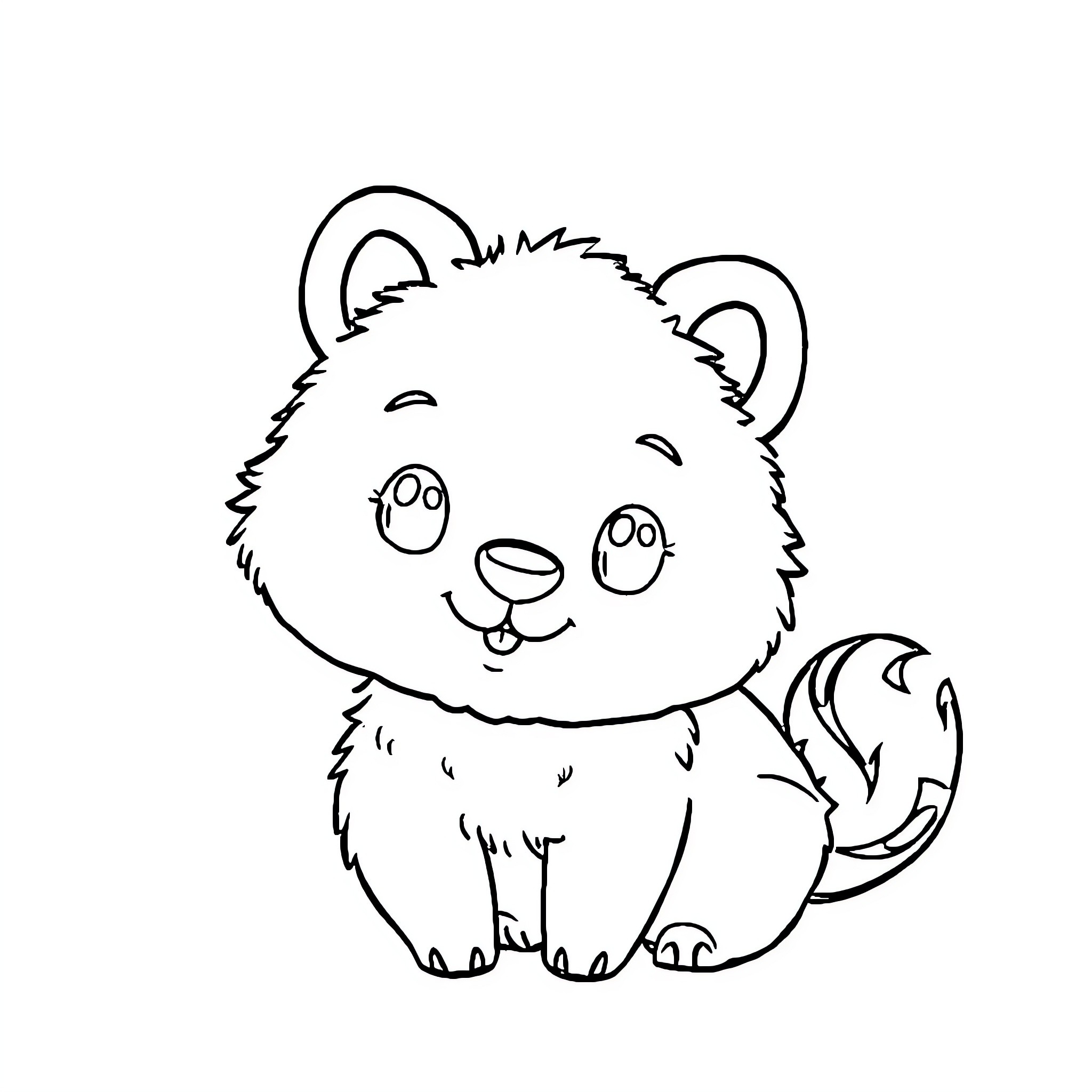 Animal cute furry pup with big eyes Coloring Page (free black-and-white line drawing printable PDF for all, from beginners to advanced learners, including children, teens, adults, and seniors)
