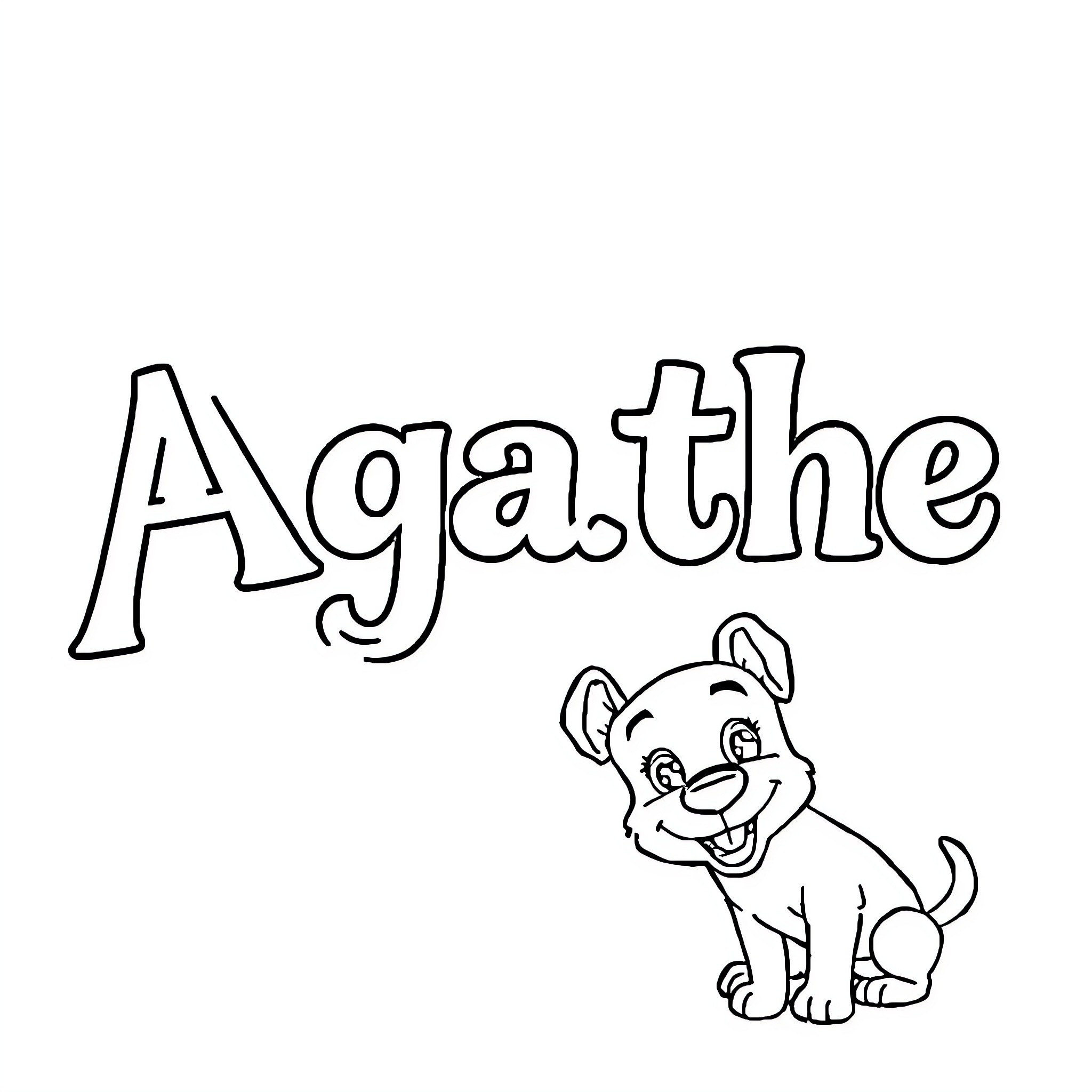 Agathe's Joyful Puppy Adventure Coloring Page (free black-and-white line drawing printable PDF for all, from beginners to advanced learners, including children, teens, adults, and seniors)