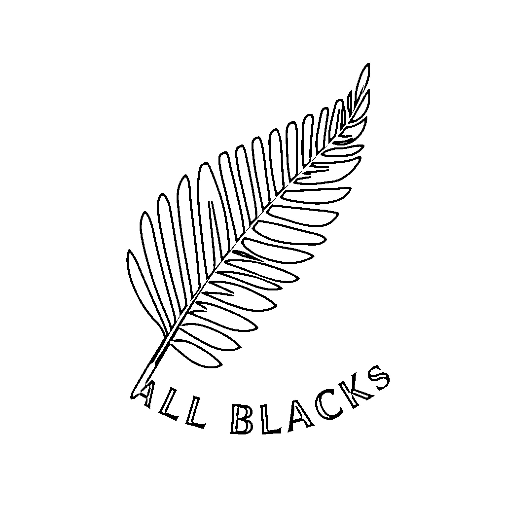 Rugby Team's Symbolic Fern Emblem Coloring Page (free black-and-white line drawing printable PDF for all, from beginners to advanced learners, including children, teens, adults, and seniors)