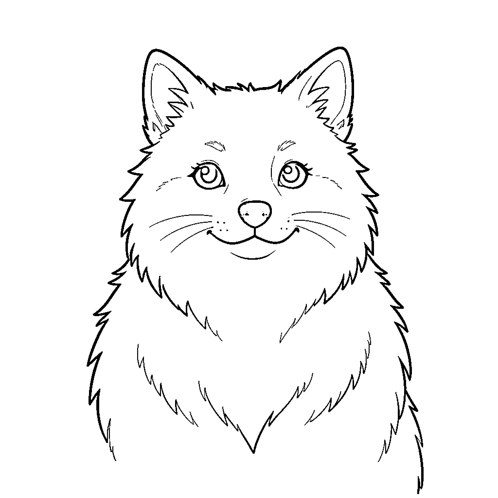 Hermine the Friendly Feline Coloring Page (free black-and-white line drawing printable PDF for all, from beginners to advanced learners, including children, teens, adults, and seniors)