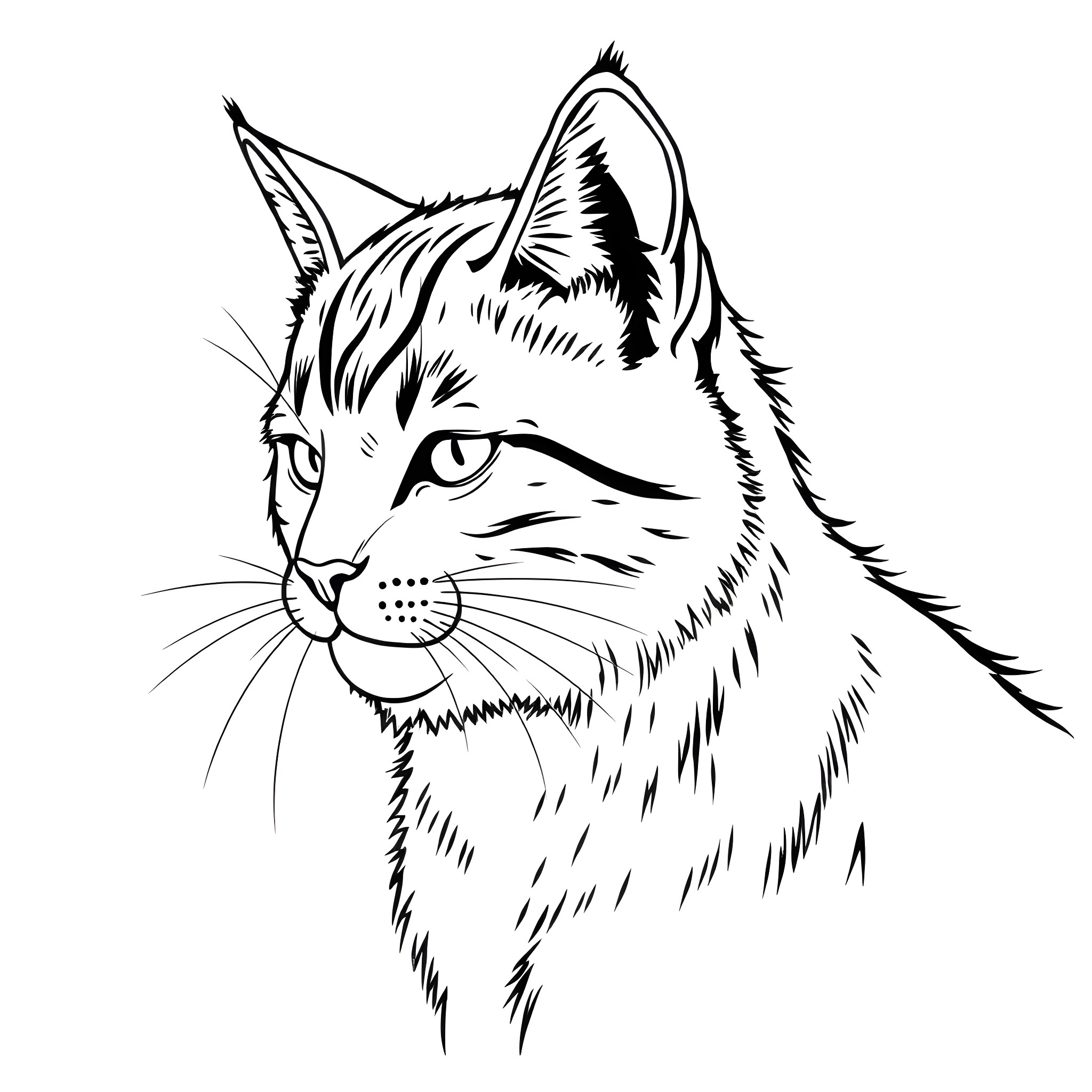 Man with a fierce feline face Coloring Page (free black-and-white line drawing printable PDF for all, from beginners to advanced learners, including children, teens, adults, and seniors)