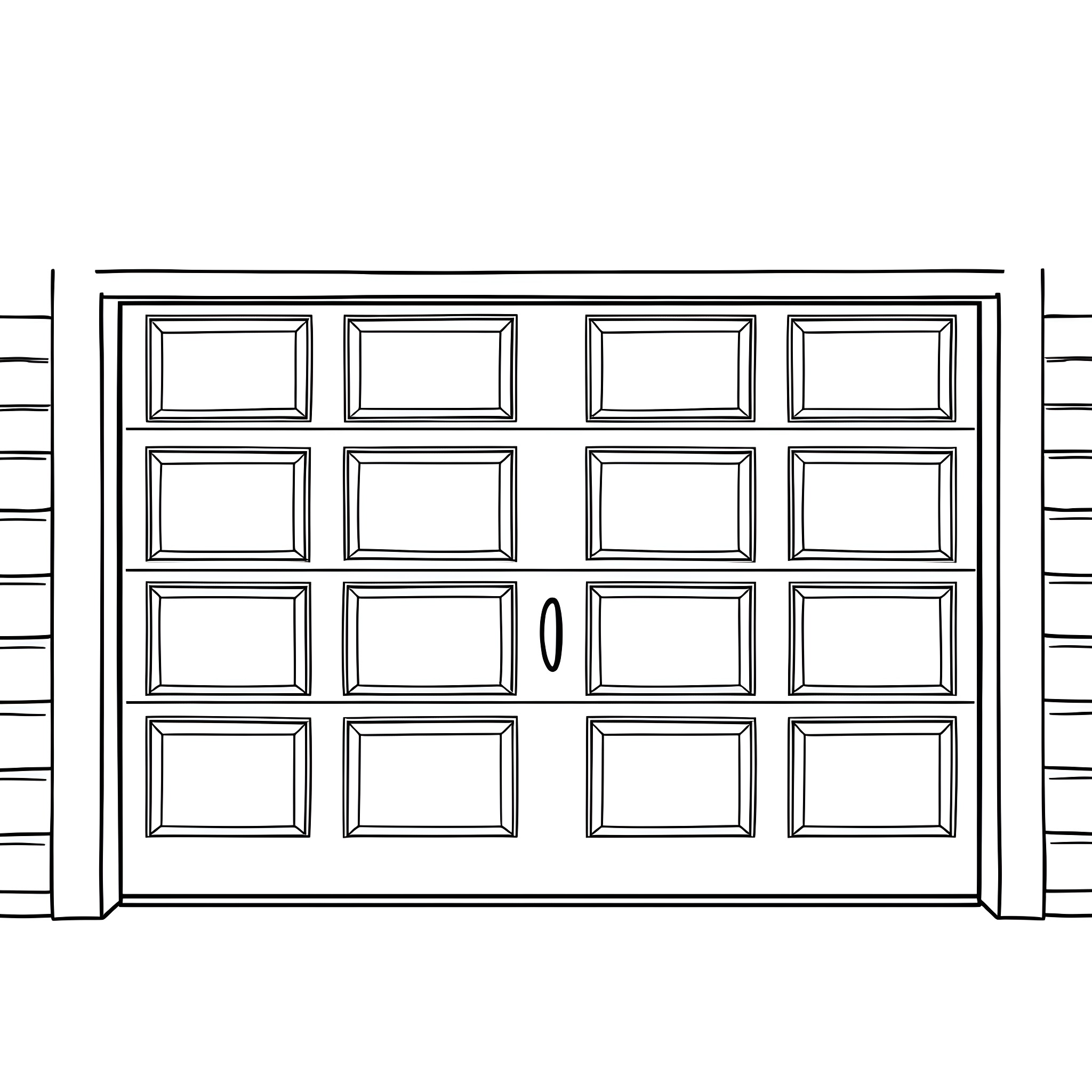 Garage Door with Rectangular Panels Coloring Page (free black-and-white line drawing printable PDF for all, from beginners to advanced learners, including children, teens, adults, and seniors)