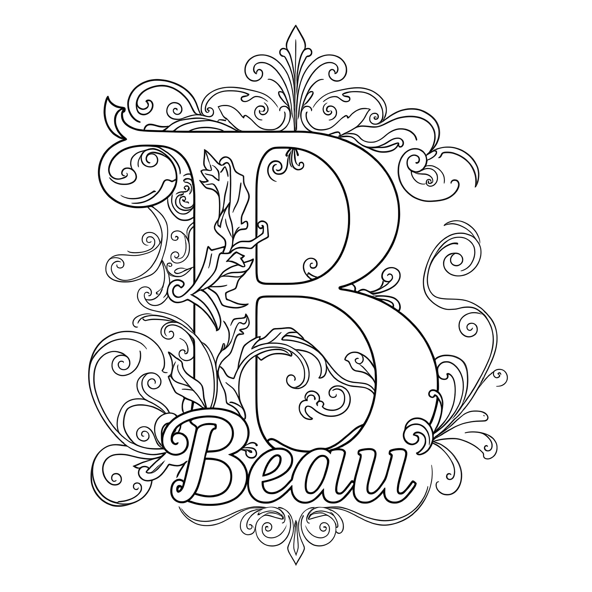 Beautiful Baroque Style Illustration Coloring Page (free black-and-white line drawing printable PDF for all, from beginners to advanced learners, including children, teens, adults, and seniors)