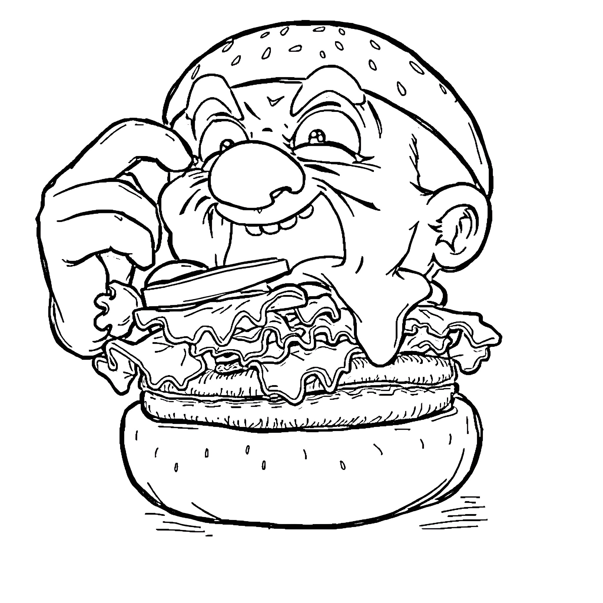 Thrall enjoying a tasty pie Coloring Page (free black-and-white line drawing printable PDF for all, from beginners to advanced learners, including children, teens, adults, and seniors)