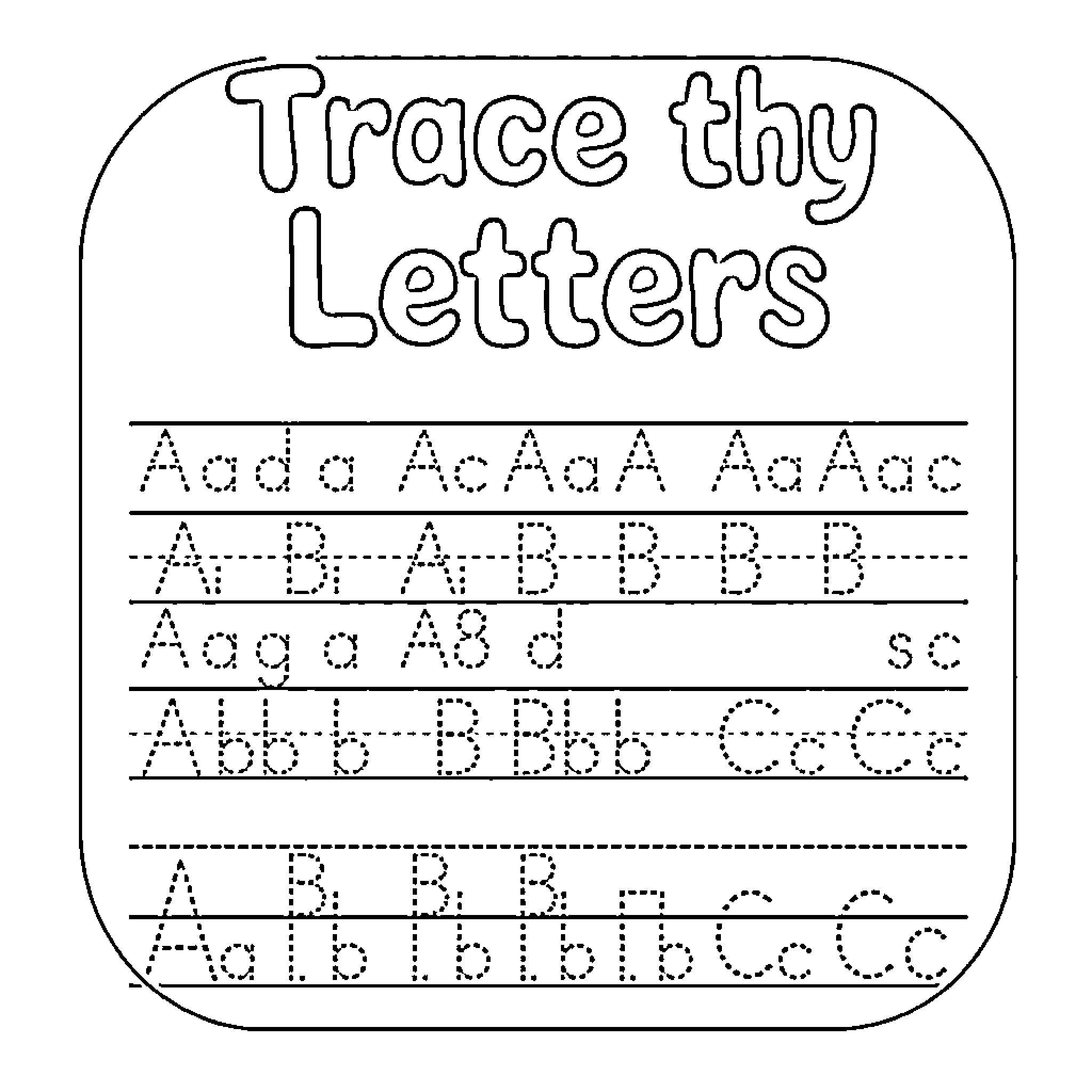 Letter Tracing Practice for Alphabet Letters Coloring Page (free black-and-white line drawing printable PDF for all, from beginners to advanced learners, including children, teens, adults, and seniors)