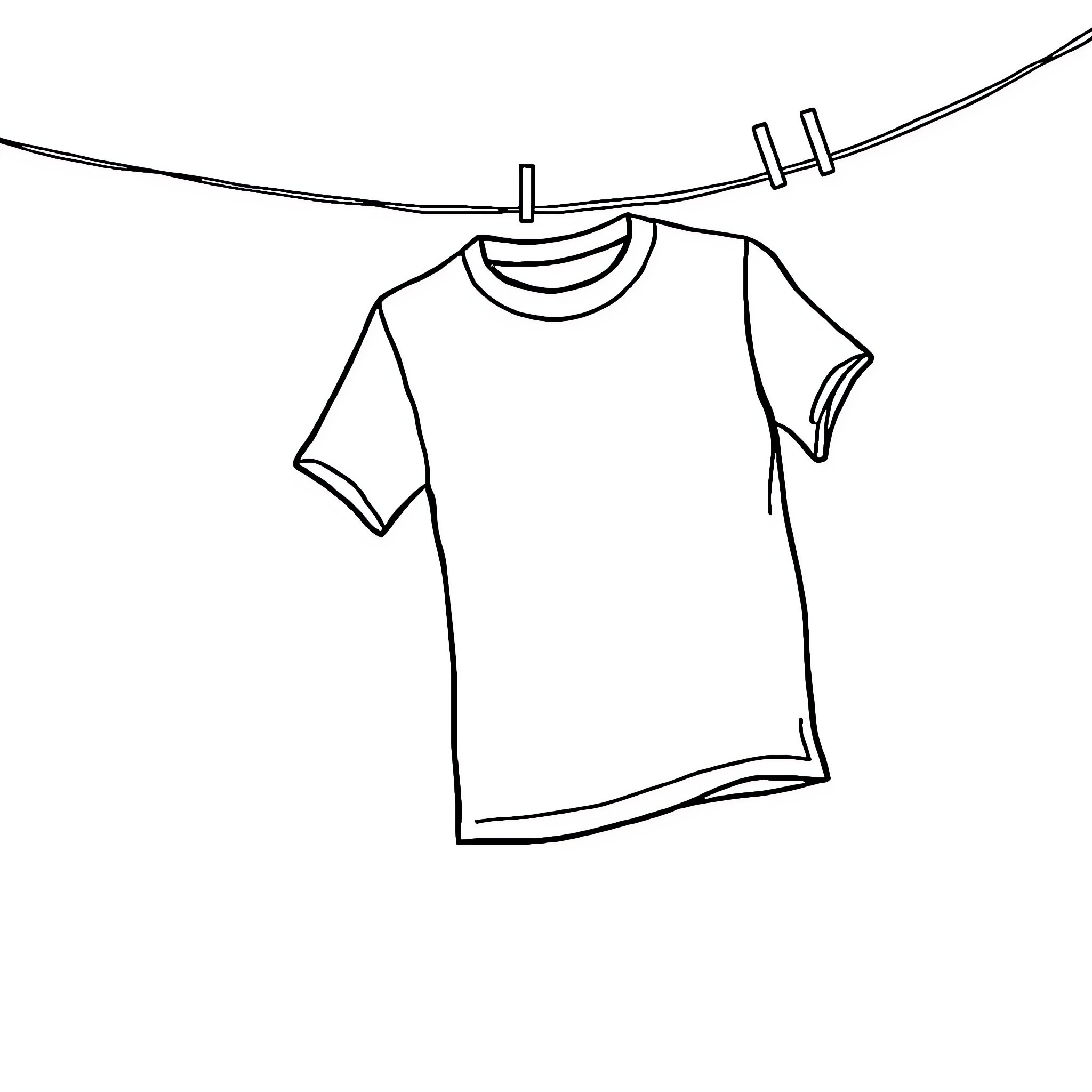T-Shirt hanging on clothesline Coloring Page (free black-and-white line drawing printable PDF for all, from beginners to advanced learners, including children, teens, adults, and seniors)
