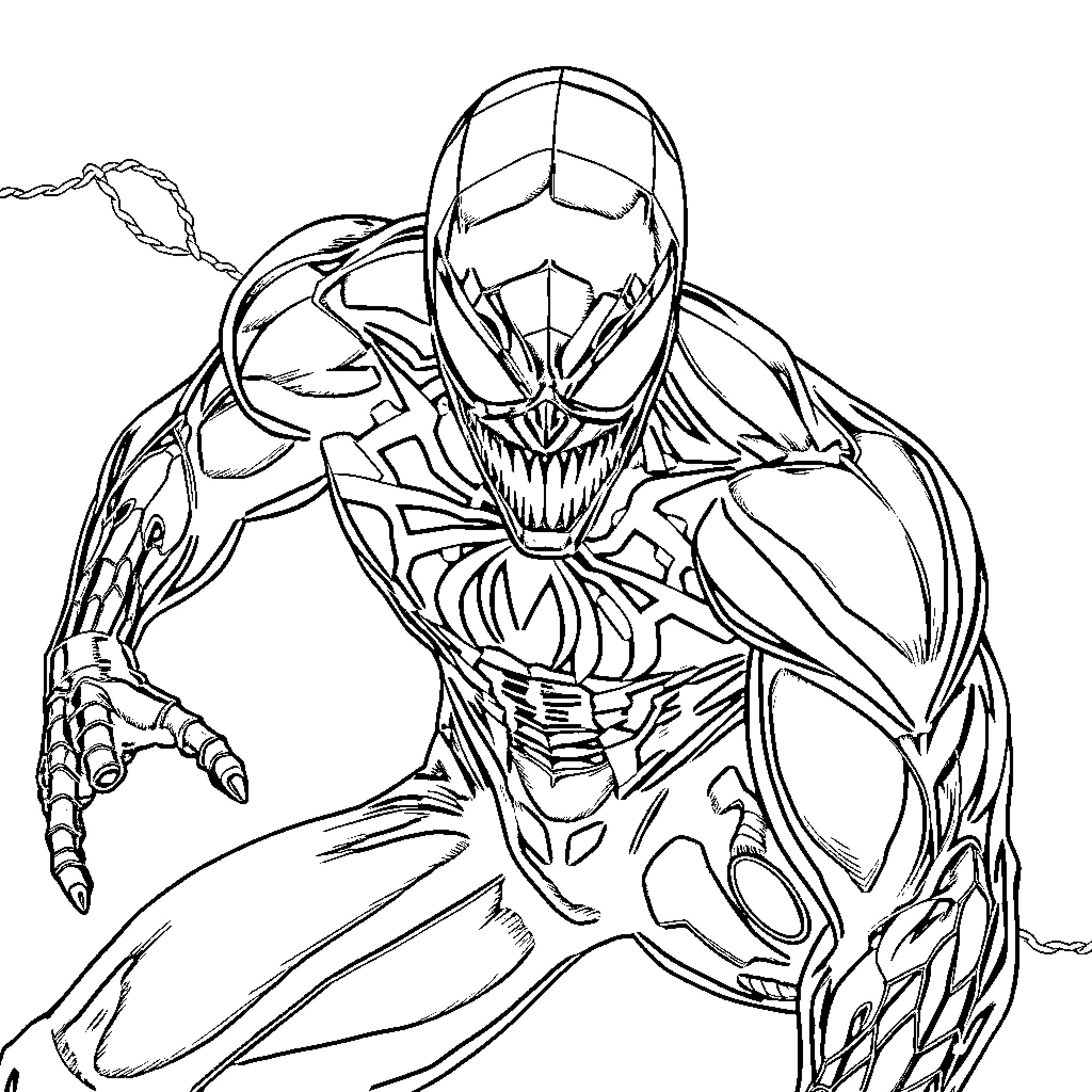 Spiderman in dynamic action pose Coloring Page (free black-and-white line drawing printable PDF for all, from beginners to advanced learners, including children, teens, adults, and seniors)