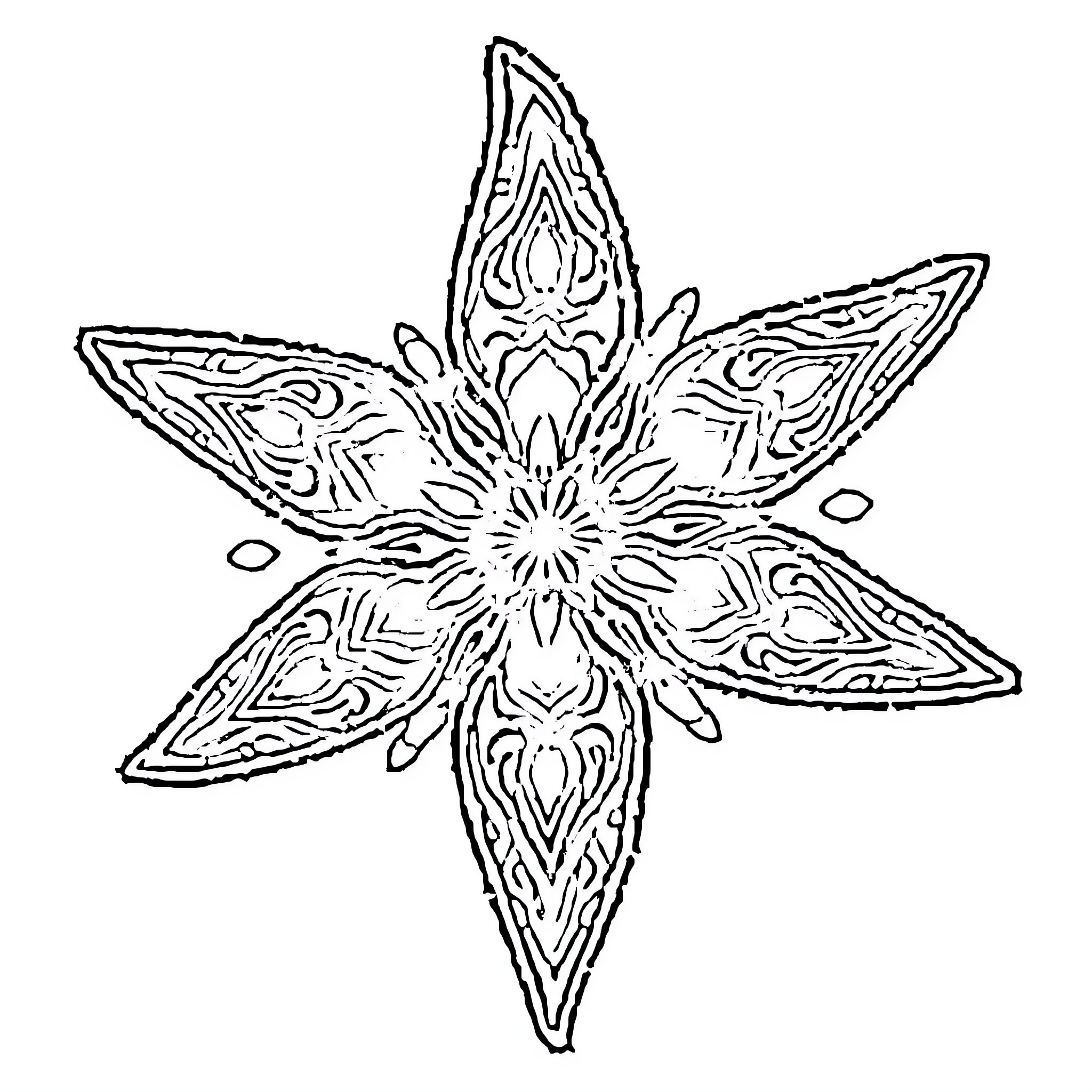 Starfish abstract floral design Coloring Page (free black-and-white line drawing printable PDF for all, from beginners to advanced learners, including children, teens, adults, and seniors)