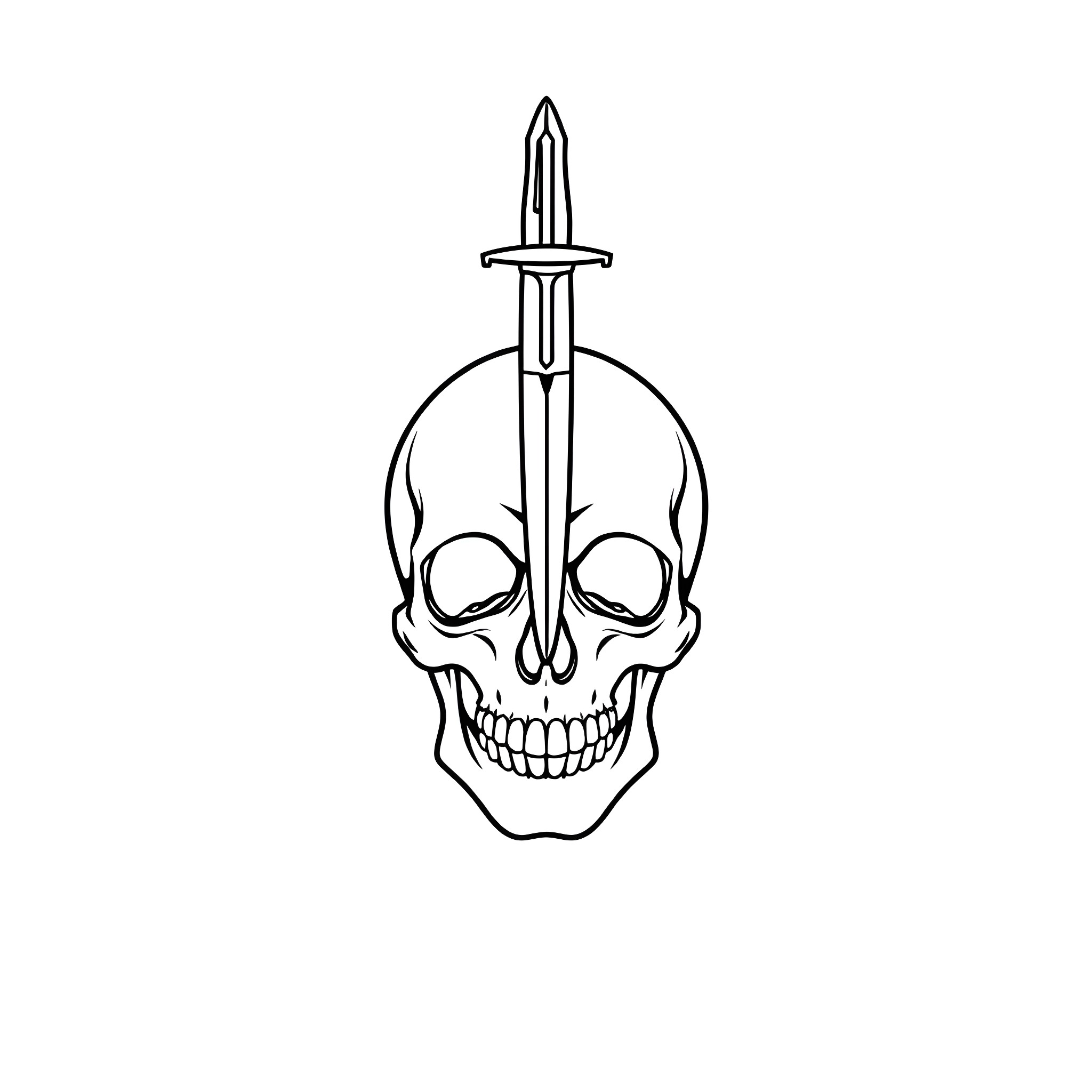 Scalpel through the skull Coloring Page (free black-and-white line drawing printable PDF for all, from beginners to advanced learners, including children, teens, adults, and seniors)