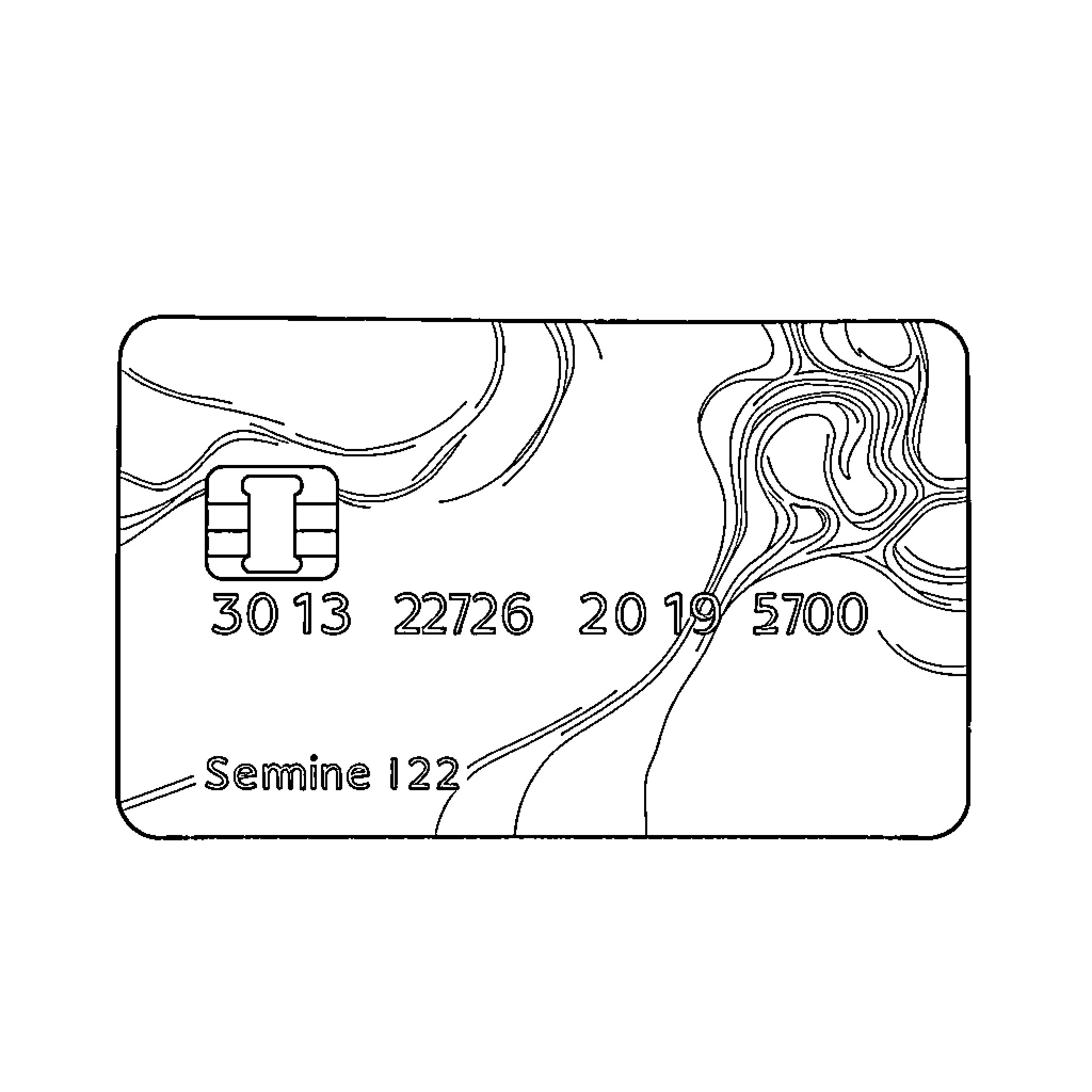Bankid credit card with abstract patterns Coloring Page (free black-and-white line drawing printable PDF for all, from beginners to advanced learners, including children, teens, adults, and seniors)