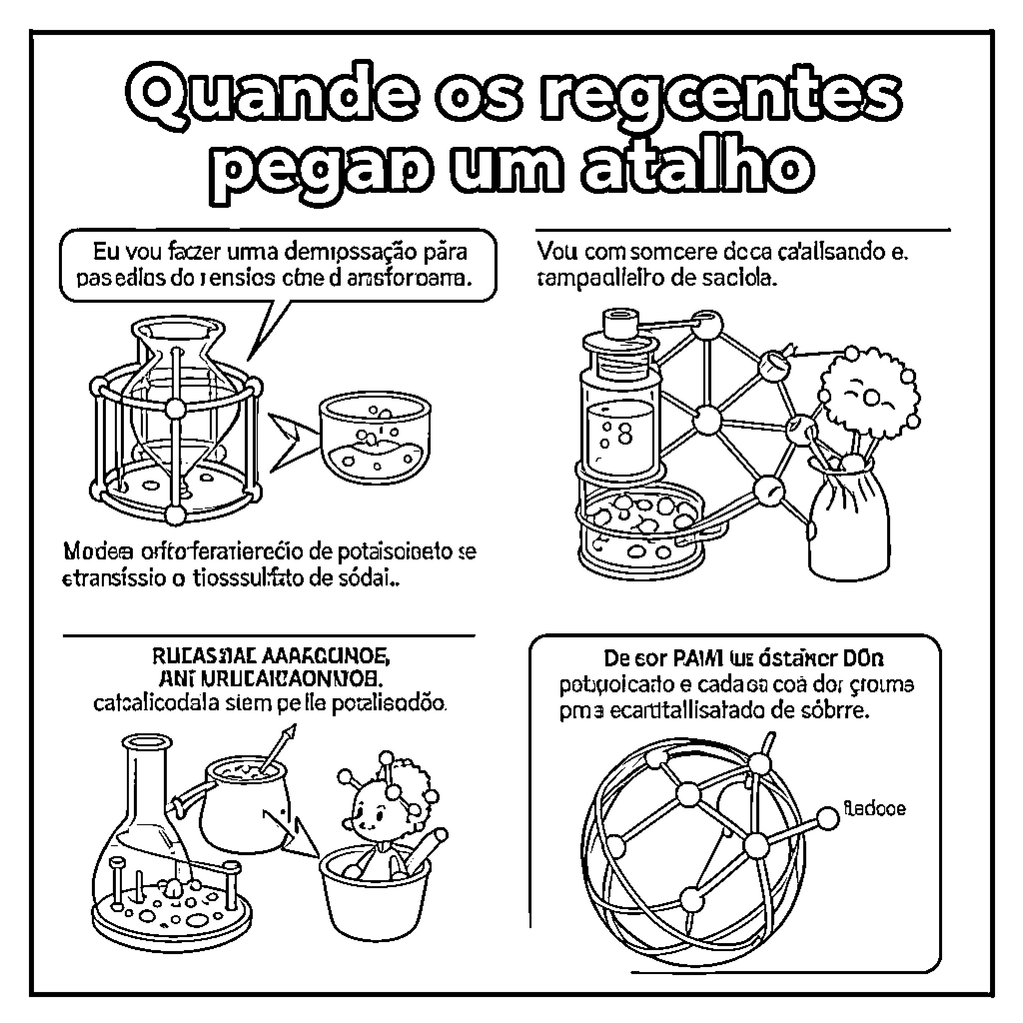 Reagente científico realizando experimentos em diferentes cenários Coloring Page (free black-and-white line drawing printable PDF for all, from beginners to advanced learners, including children, teens, adults, and seniors)