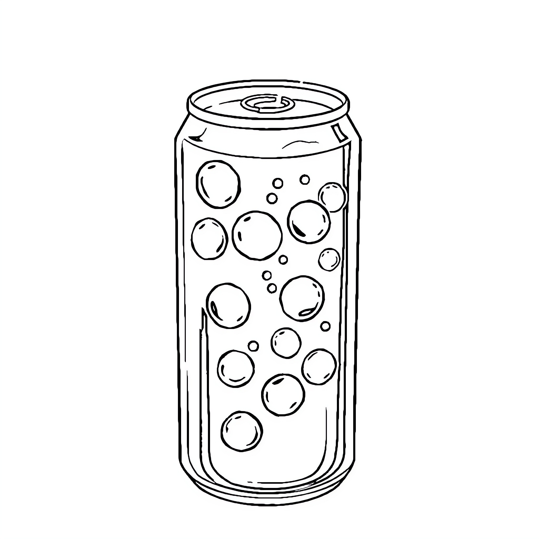 Soda can with bubbly design Coloring Page (free black-and-white line drawing printable PDF for all, from beginners to advanced learners, including children, teens, adults, and seniors)