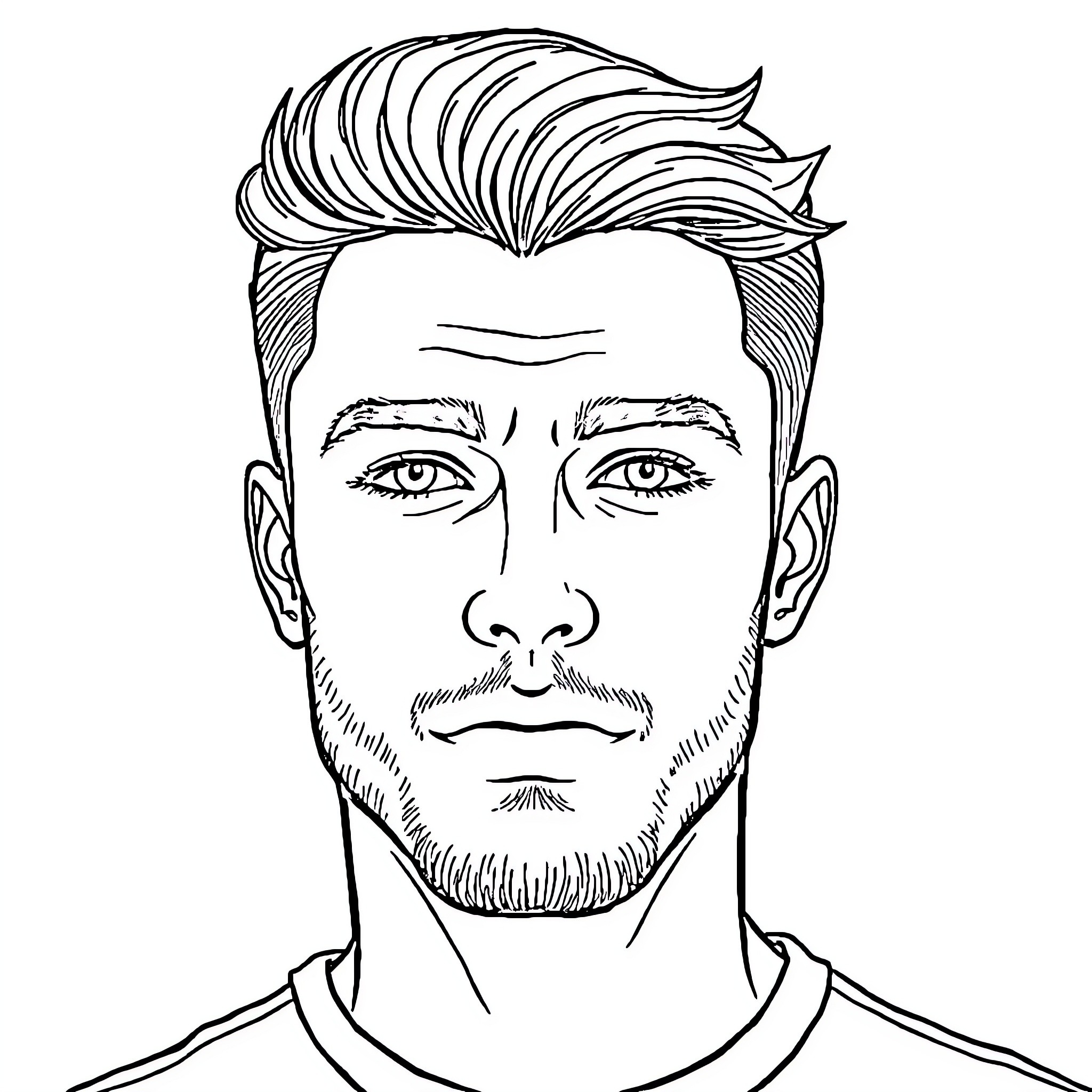 Trans Man Portrayal in Illustration Coloring Page (free black-and-white line drawing printable PDF for all, from beginners to advanced learners, including children, teens, adults, and seniors)