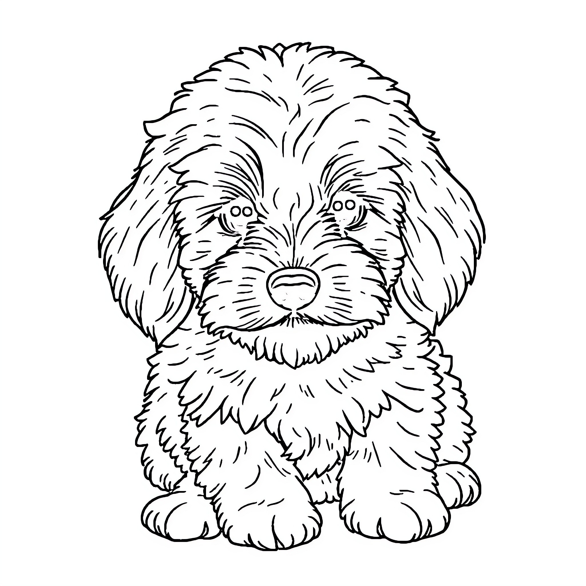 Doodle of a Playful Puppy Coloring Page (free black-and-white line drawing printable PDF for all, from beginners to advanced learners, including children, teens, adults, and seniors)