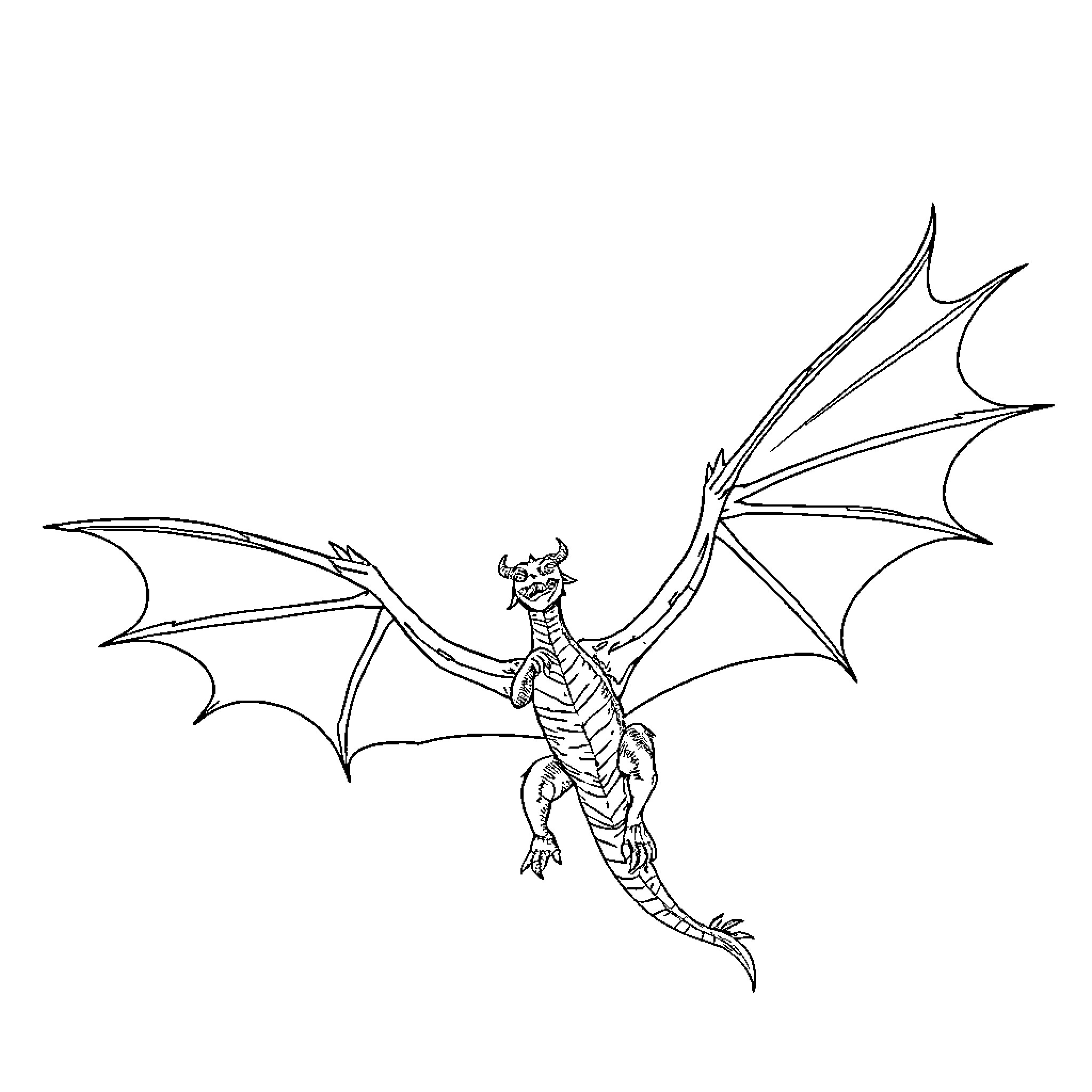 Dragon with Majestic Wings in Flight Coloring Page (free black-and-white line drawing printable PDF for all, from beginners to advanced learners, including children, teens, adults, and seniors)