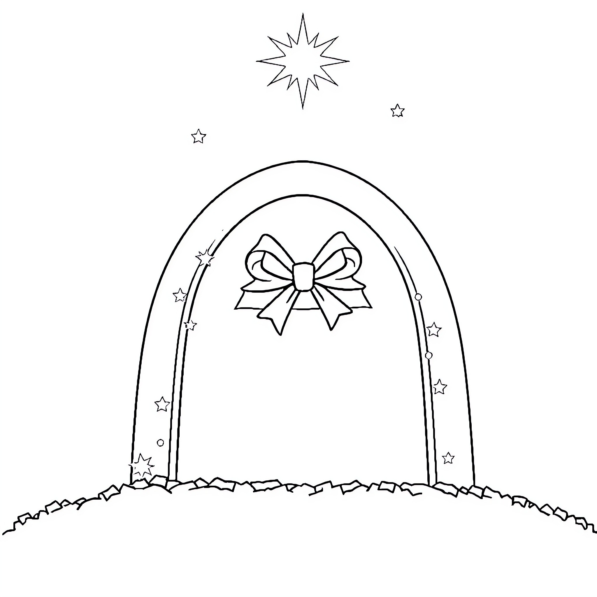 Gift of holiday decorations and celebrations Coloring Page (free black-and-white line drawing printable PDF for all, from beginners to advanced learners, including children, teens, adults, and seniors)