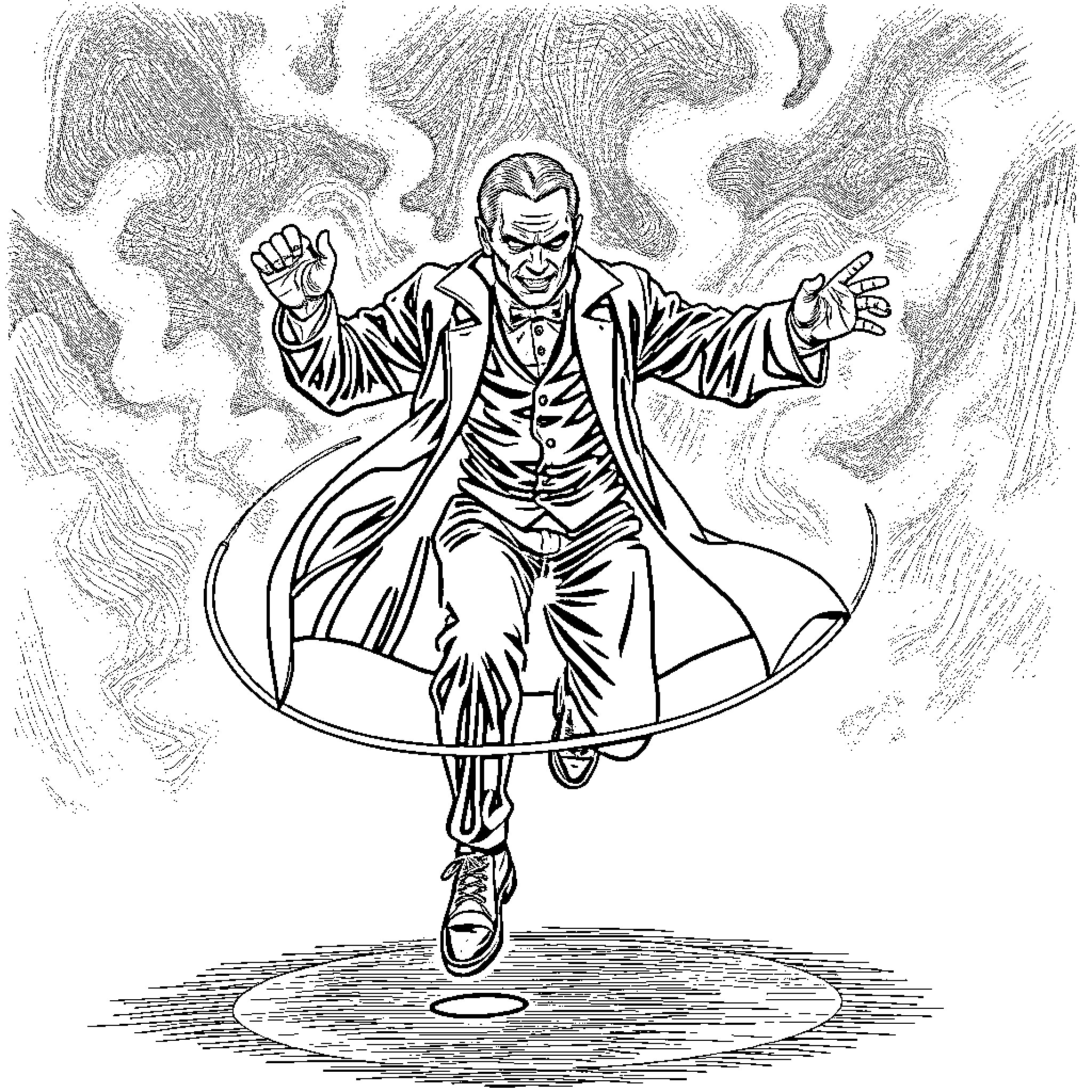 Voldemort's Sinister Apparition Coloring Page (free black-and-white line drawing printable PDF for all, from beginners to advanced learners, including children, teens, adults, and seniors)
