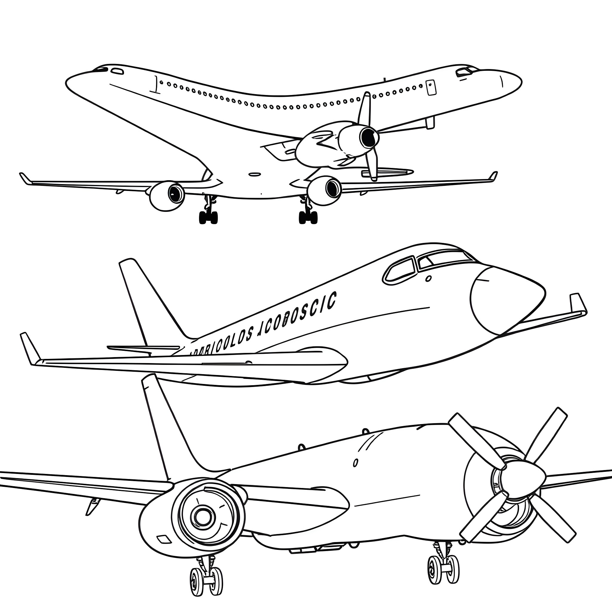 Airplane taking off and flying in the sky Coloring Page (free black-and-white line drawing printable PDF for all, from beginners to advanced learners, including children, teens, adults, and seniors)