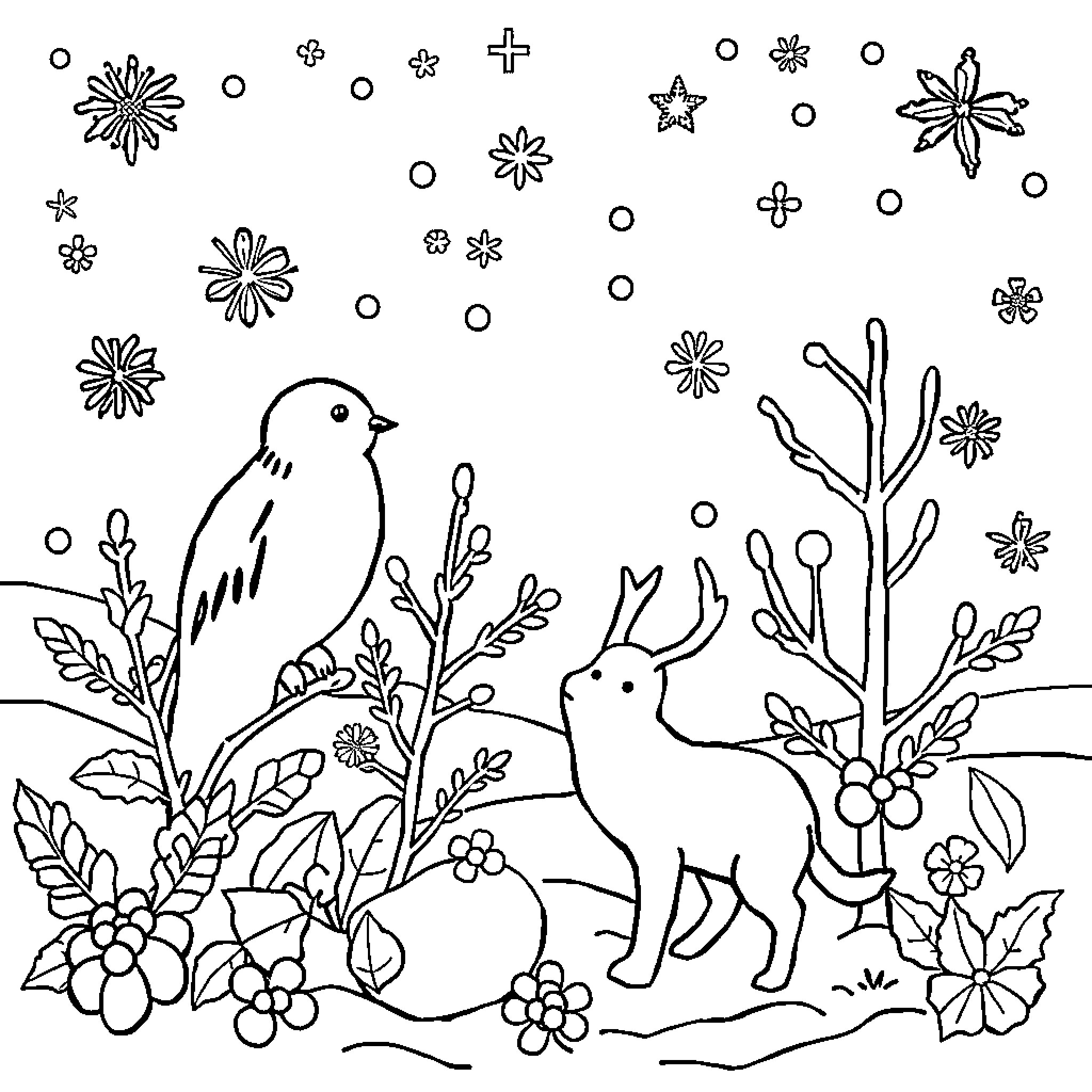 Biology of Nature's Wonders Coloring Page (free black-and-white line drawing printable PDF for all, from beginners to advanced learners, including children, teens, adults, and seniors)