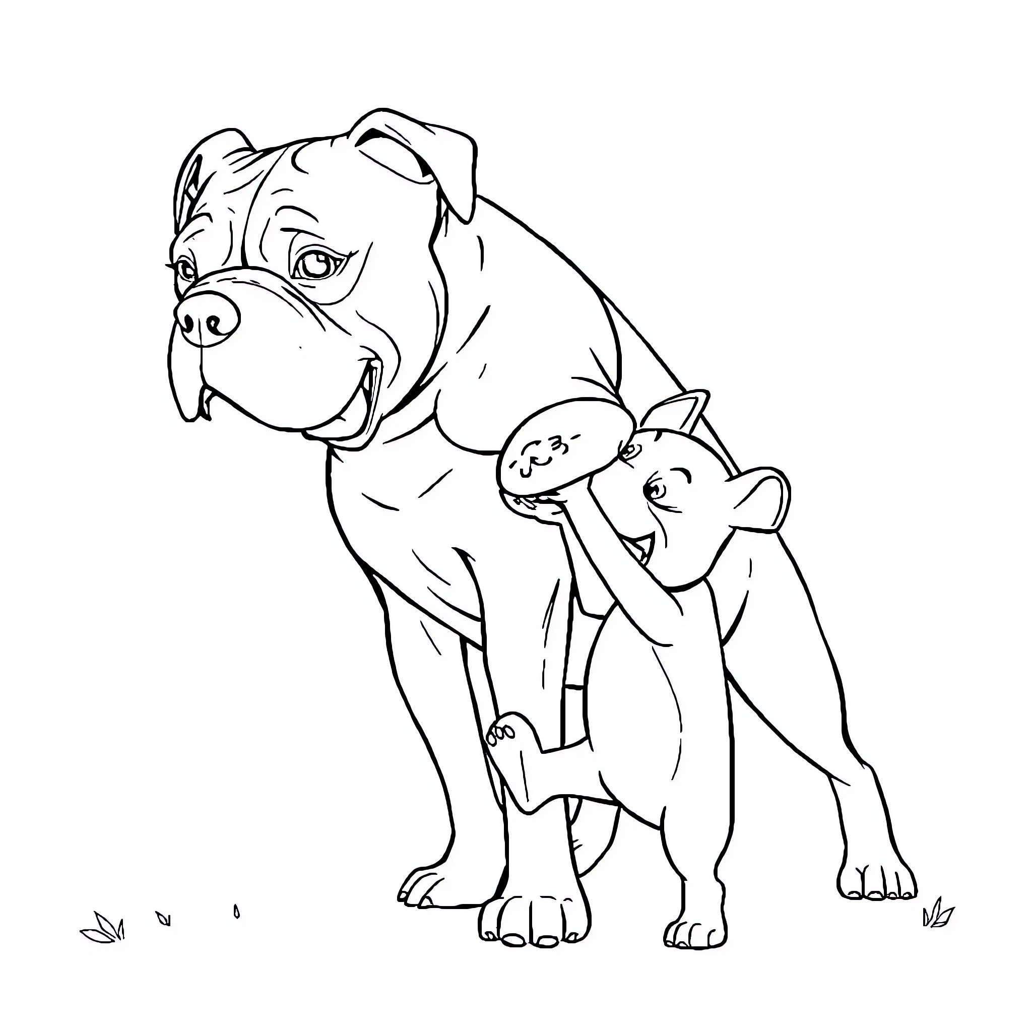 Yorsai Canine Companions in Nature Coloring Page (free black-and-white line drawing printable PDF for all, from beginners to advanced learners, including children, teens, adults, and seniors)