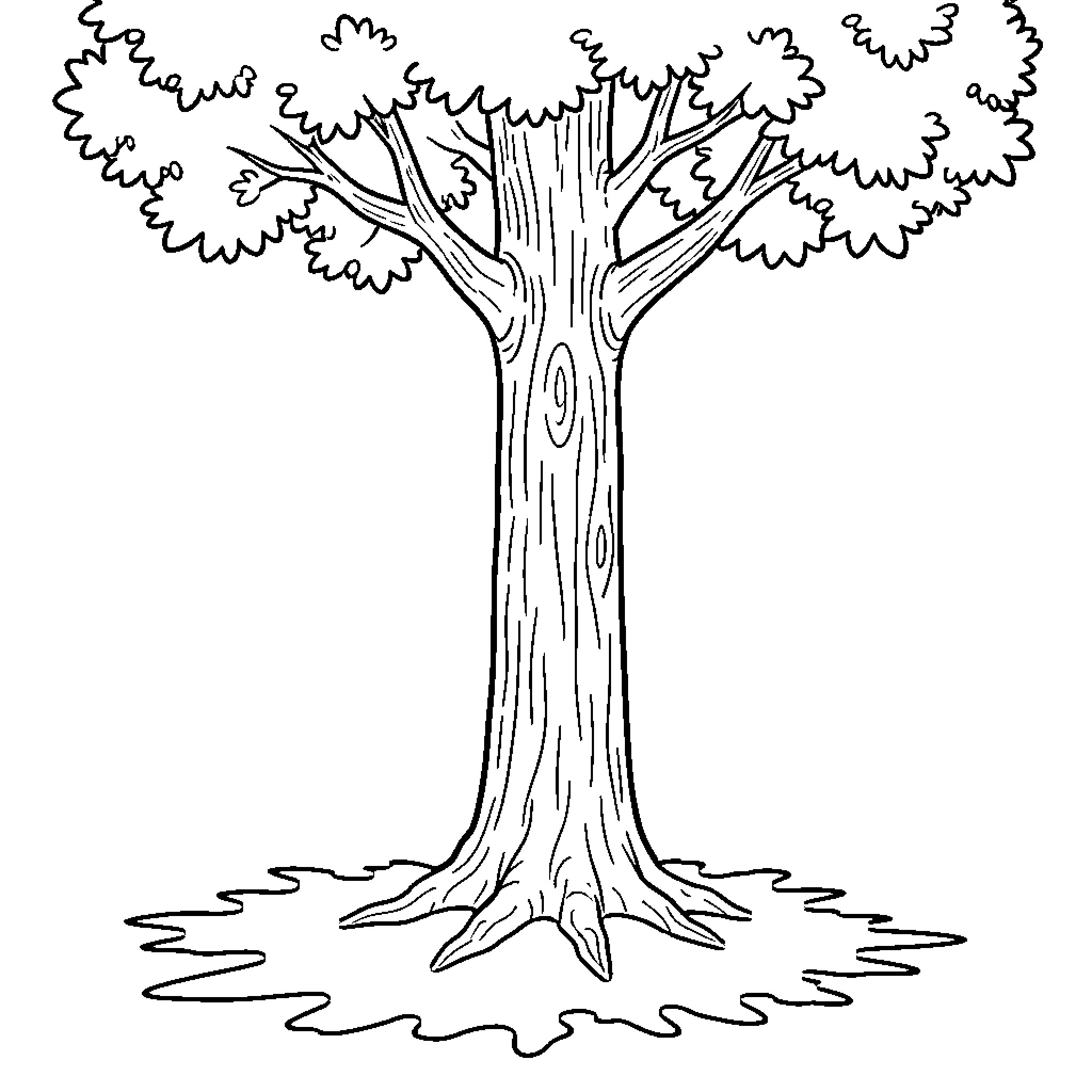 Shadow of a Twisted Tree in the Darkness Coloring Page (free black-and-white line drawing printable PDF for all, from beginners to advanced learners, including children, teens, adults, and seniors)