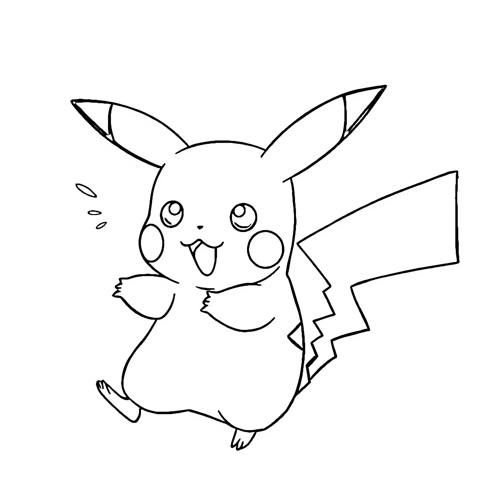 Pikachu happily waving and making a friendly gesture Coloring Page (free black-and-white line drawing printable PDF for all, from beginners to advanced learners, including children, teens, adults, and seniors)